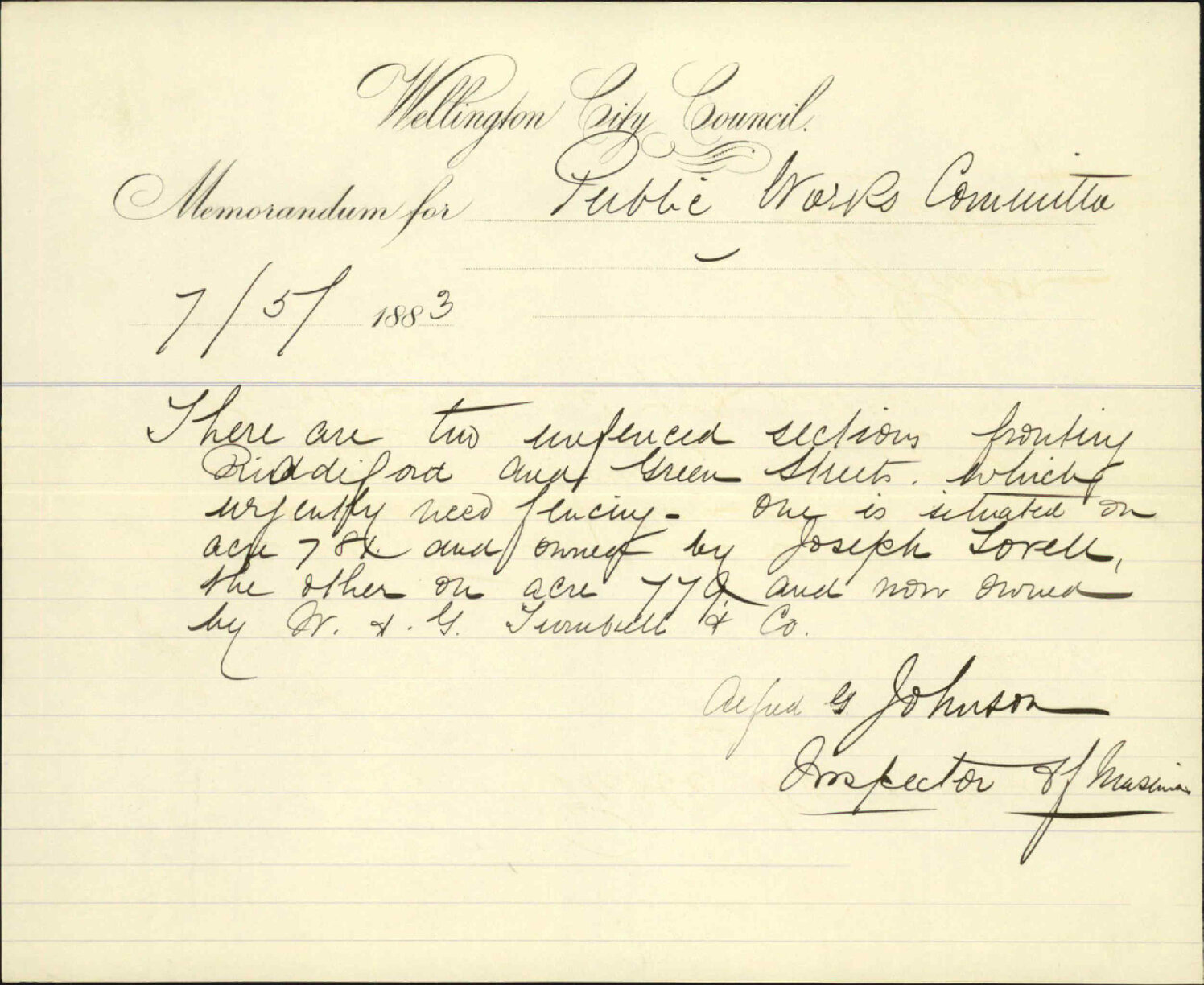 Unfenced section at Newtown - Inspector of Nuisances