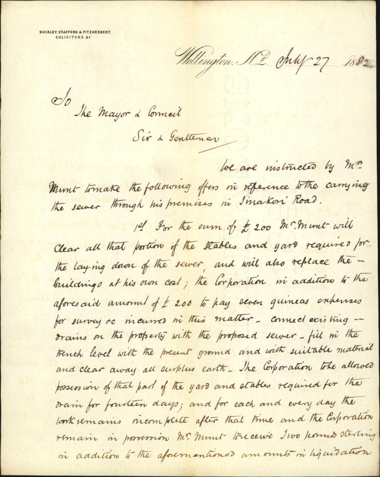 Claim of Mr Munt in account of drain through his premises - Buckley, Stafford &amp; Fitzherbert