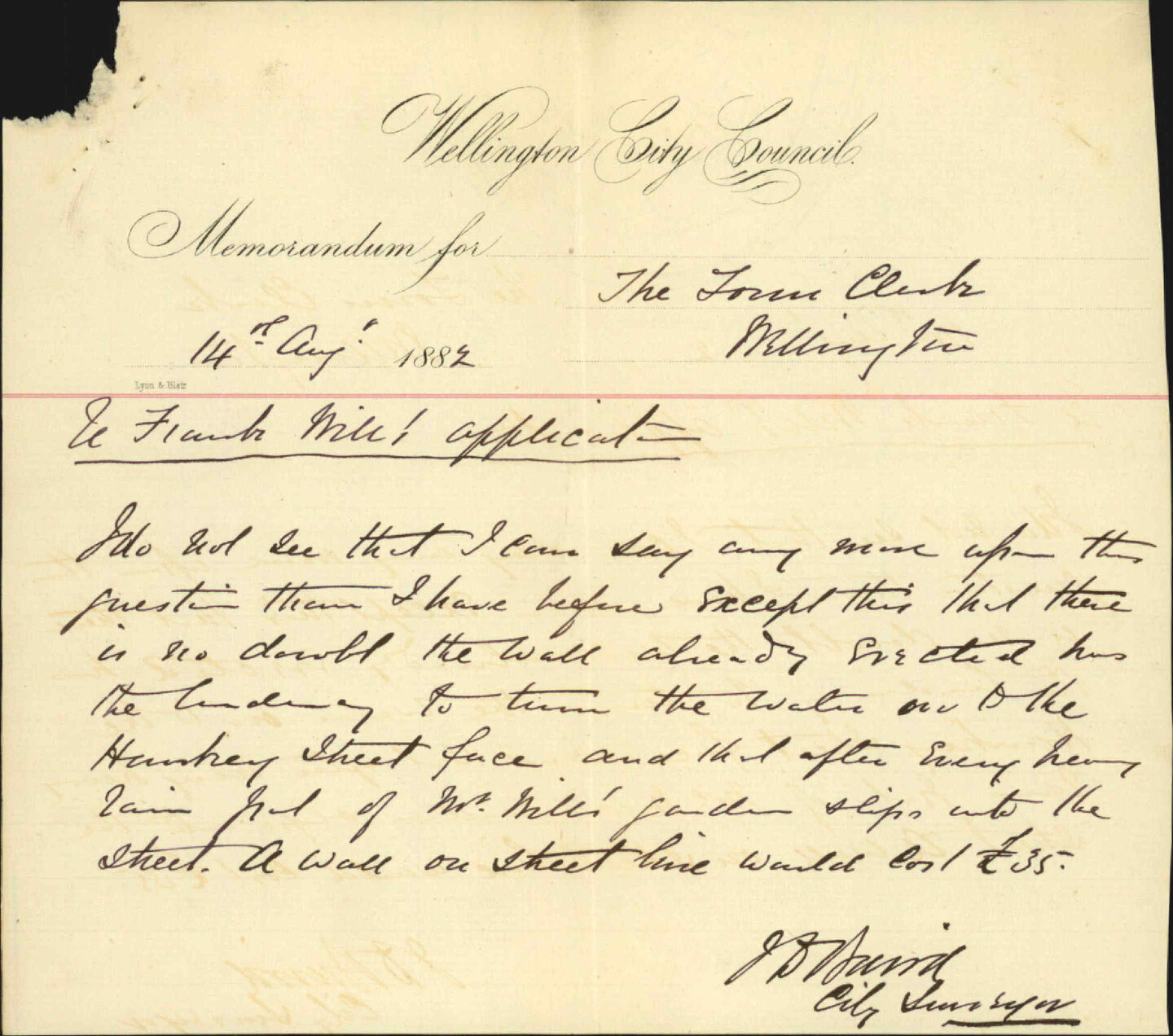 Further regarding retaining wall in Hankey Street - Frank Willis