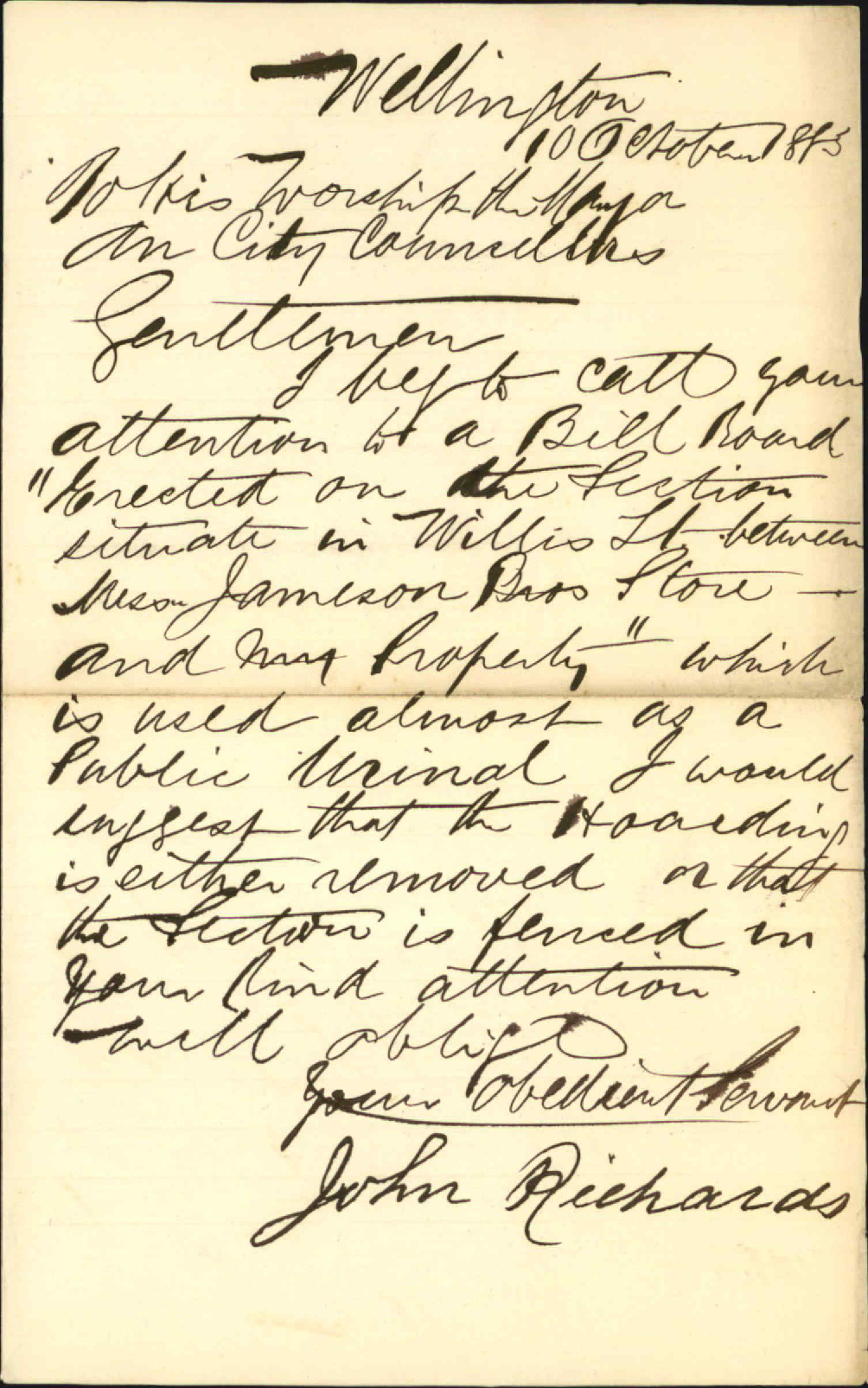 Nuisances on property adjoining Jamieson Brothers - John Richards