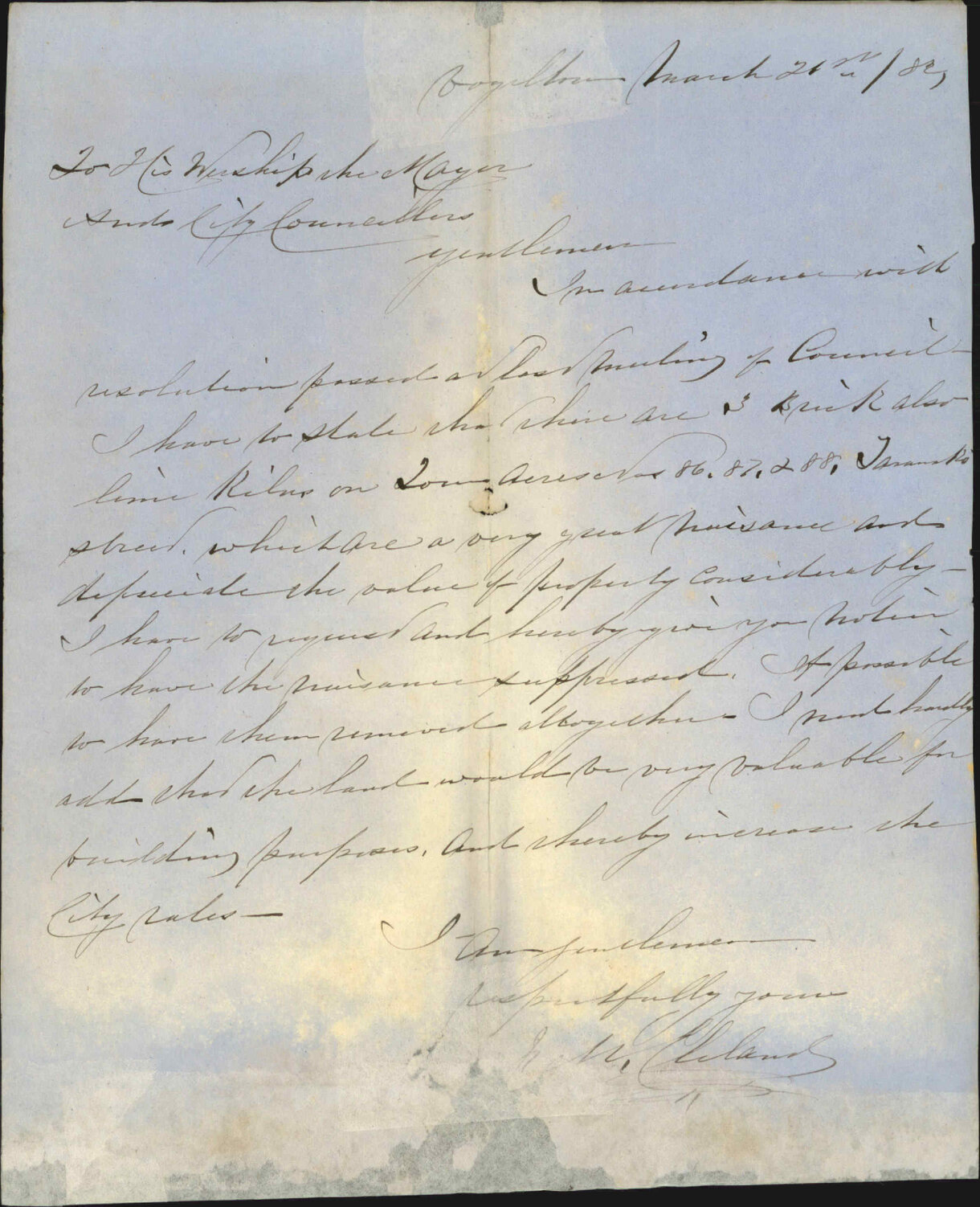 Complaint regarding brick kilns - J M Weland