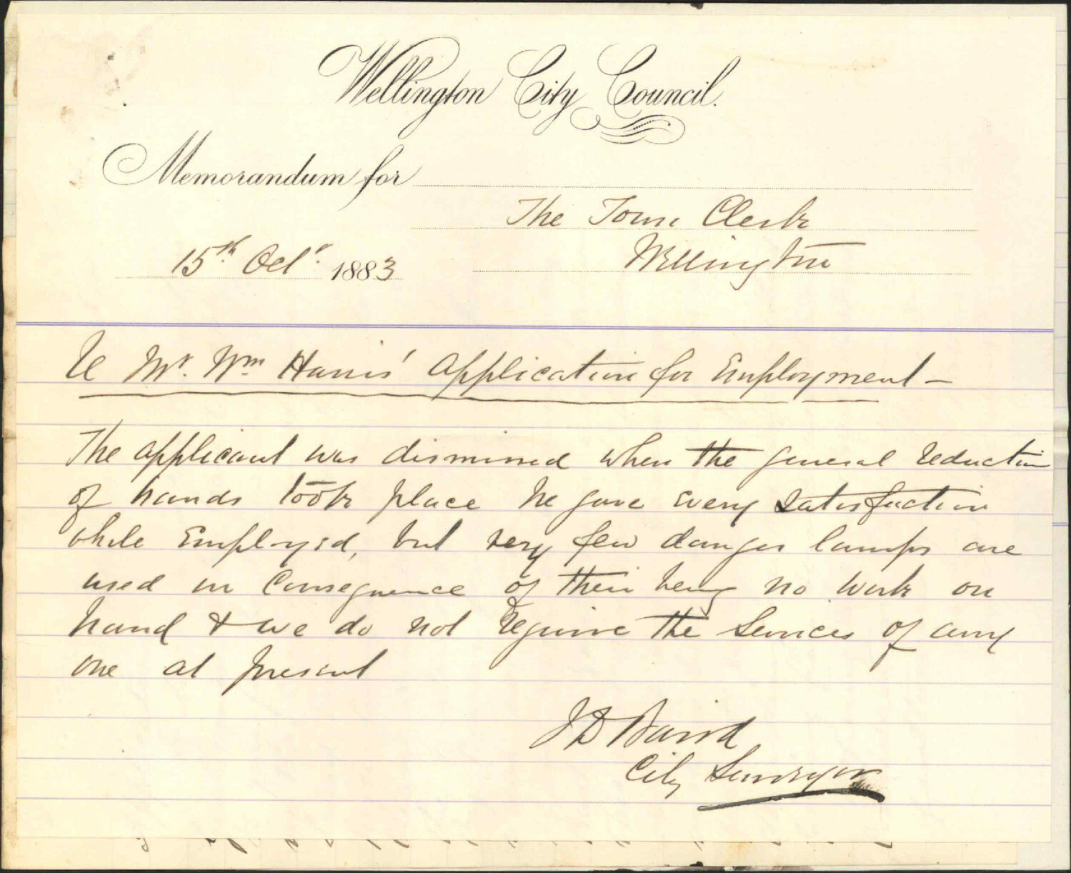 Application for employment - William Harris