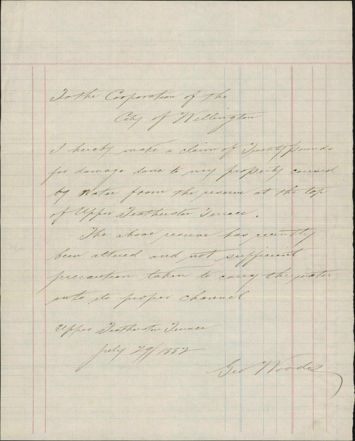 Claim for damage caused by flood - George Woods
