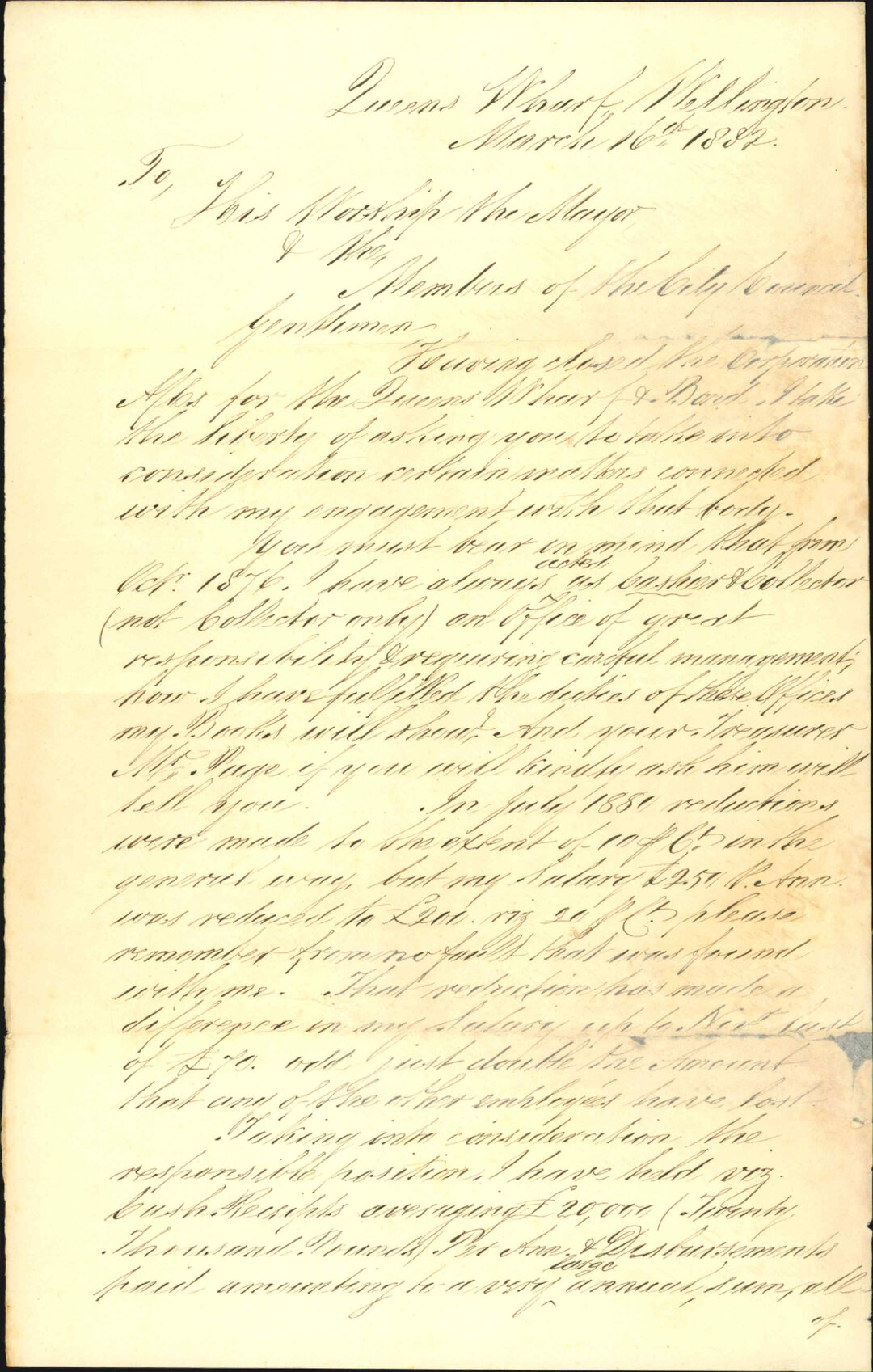 Reduction in salary for Cashier Collector - William Spinks