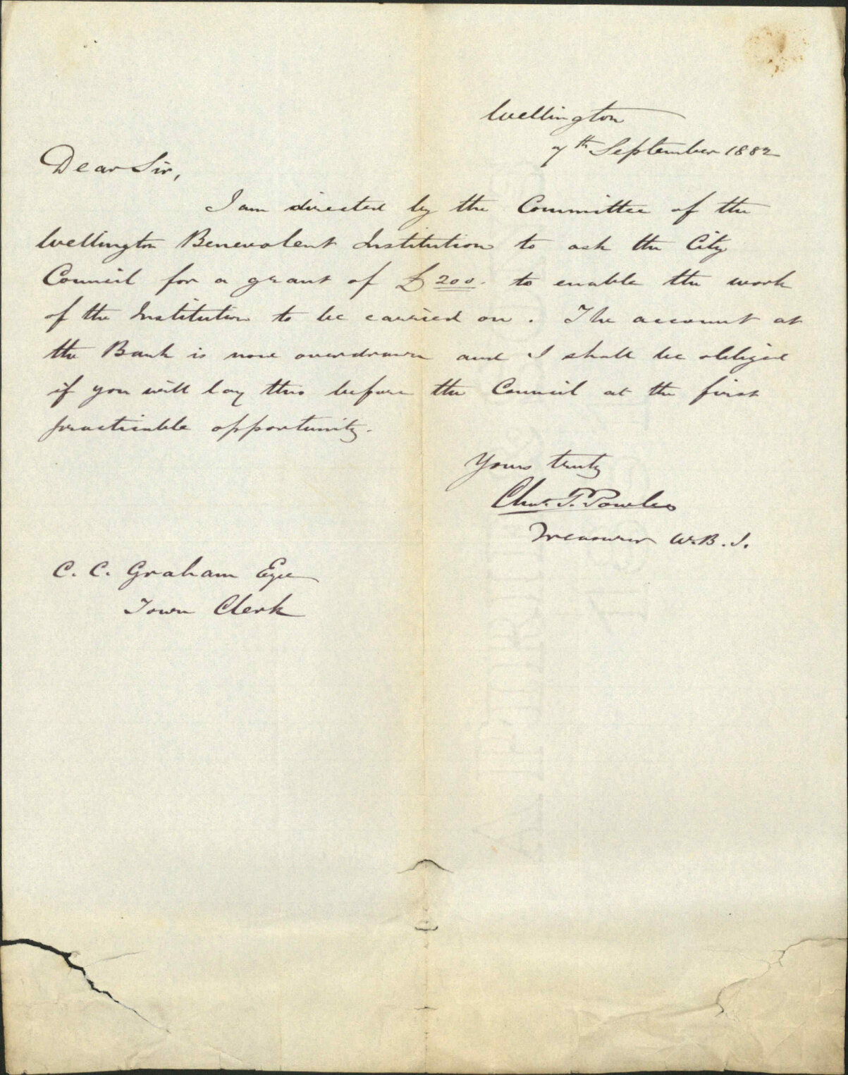 Application for &pound;200 - Benevolent Institute