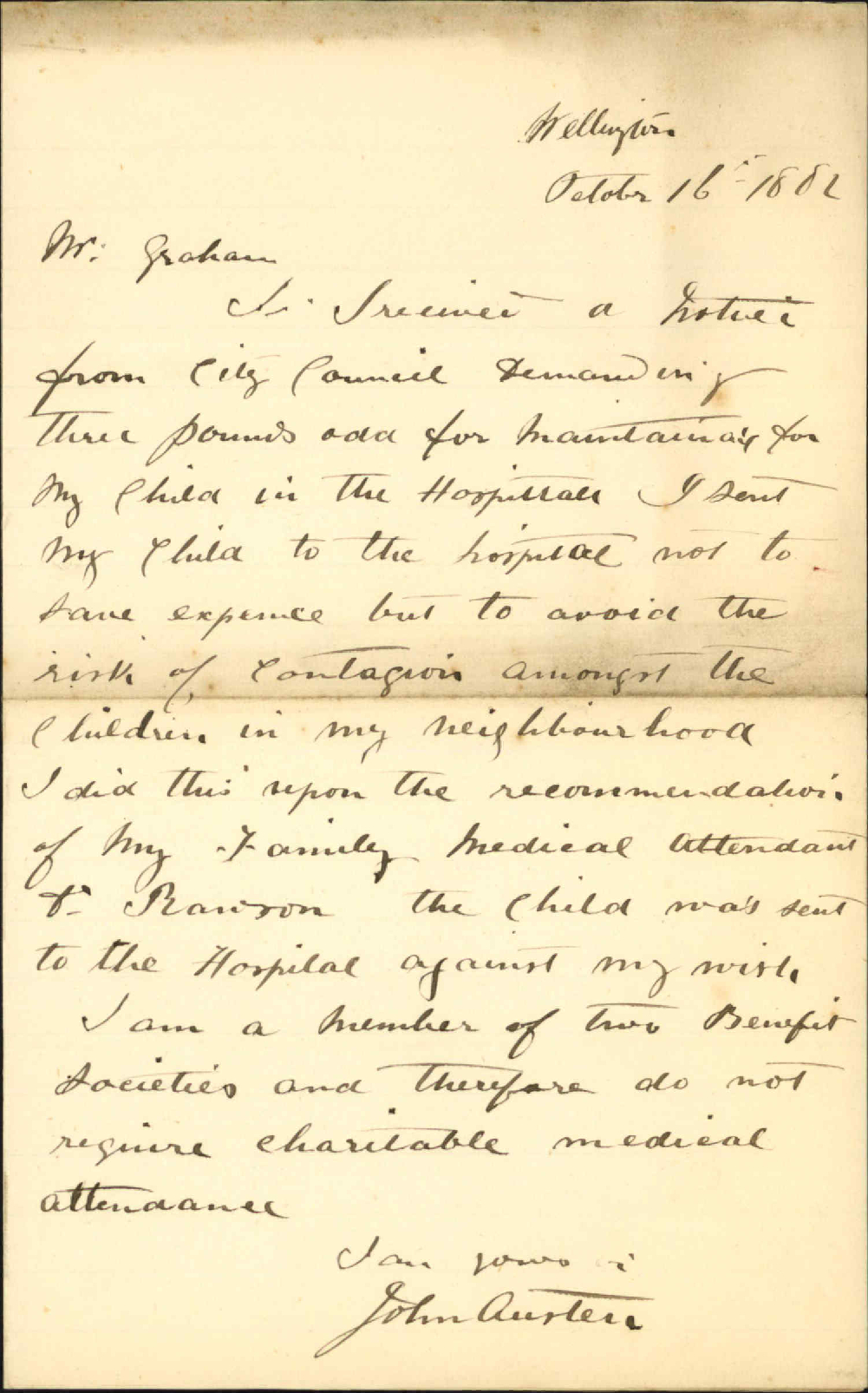 Change in maintenance of his child in hospital - John Austen