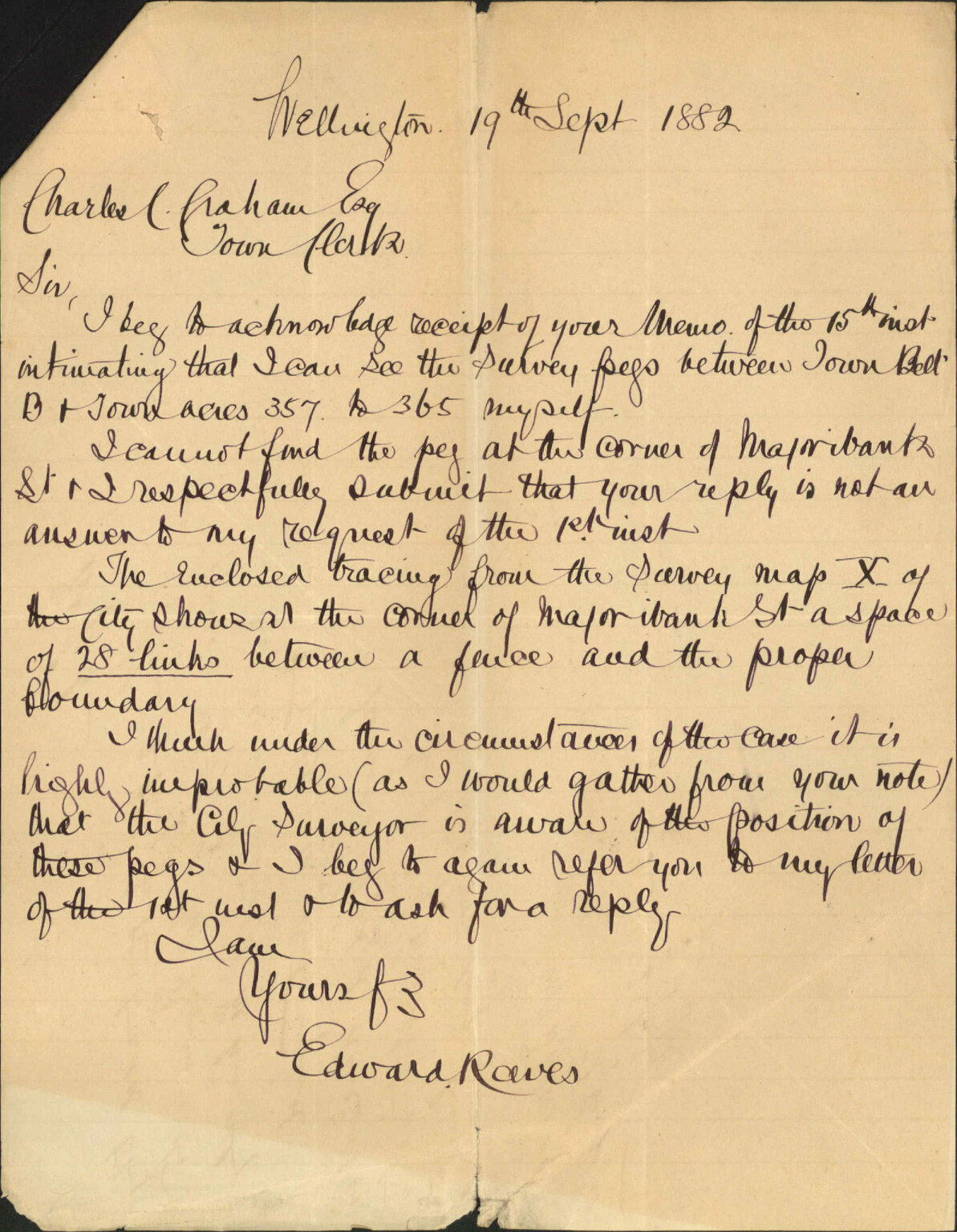 Further regarding boundary line of Town Belt and [Austin Street] town acres - Edward Reeves