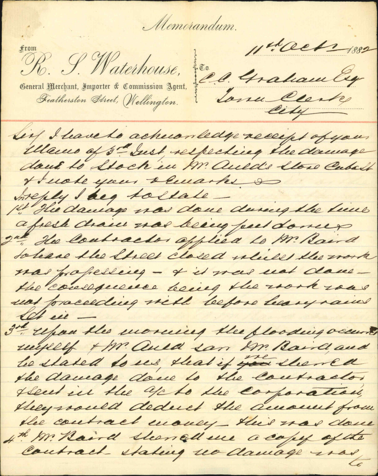Further regarding claim in damage by late flood - R Waterhouse
