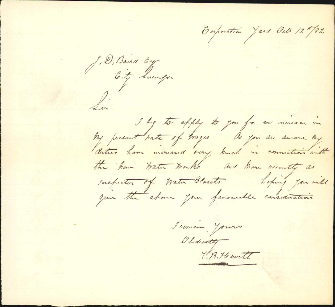 Application for increase of salary - J B Hewitt
