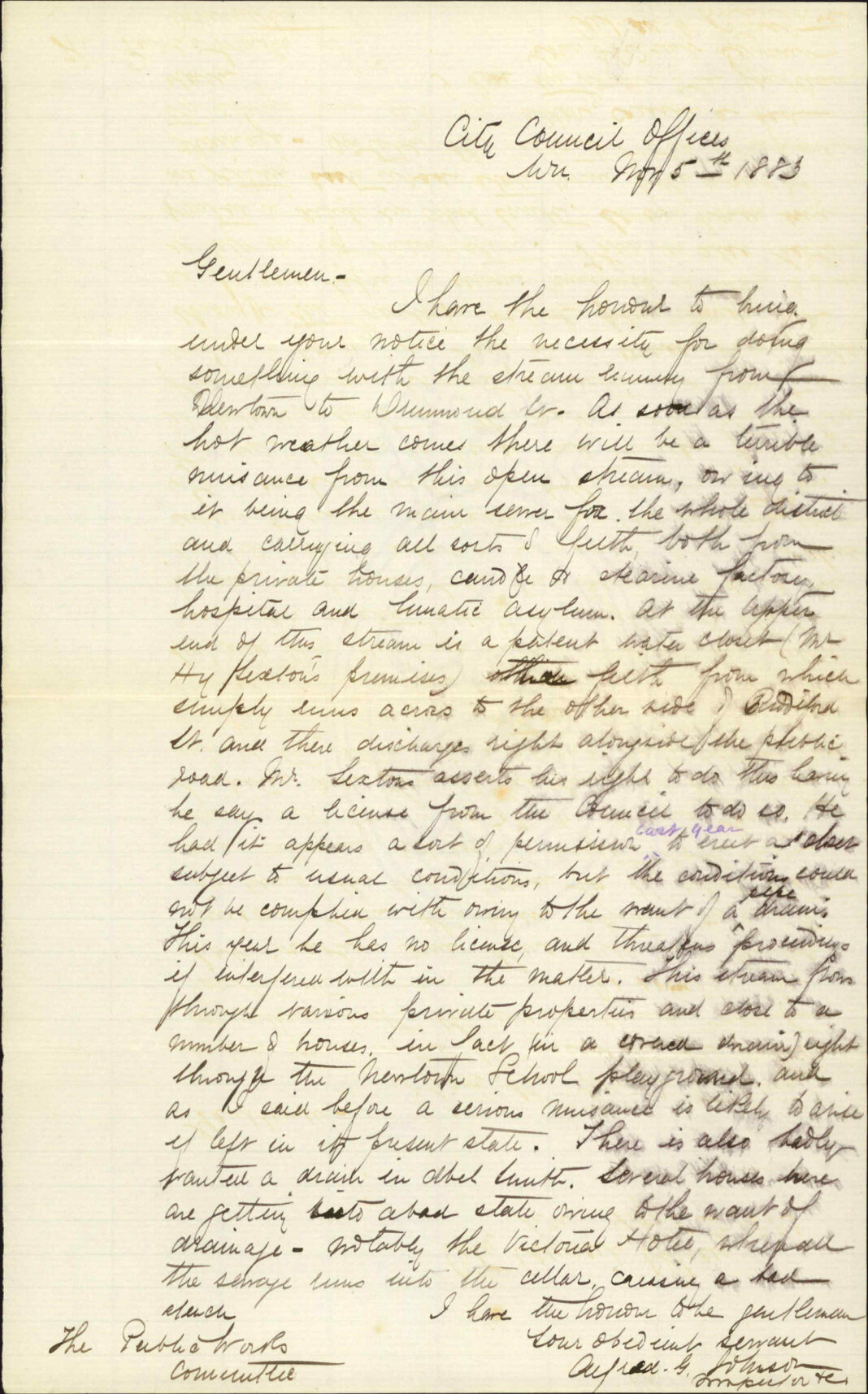 Defective drainage in Te Aro and Newtown Districts - Inspector of Nuisances