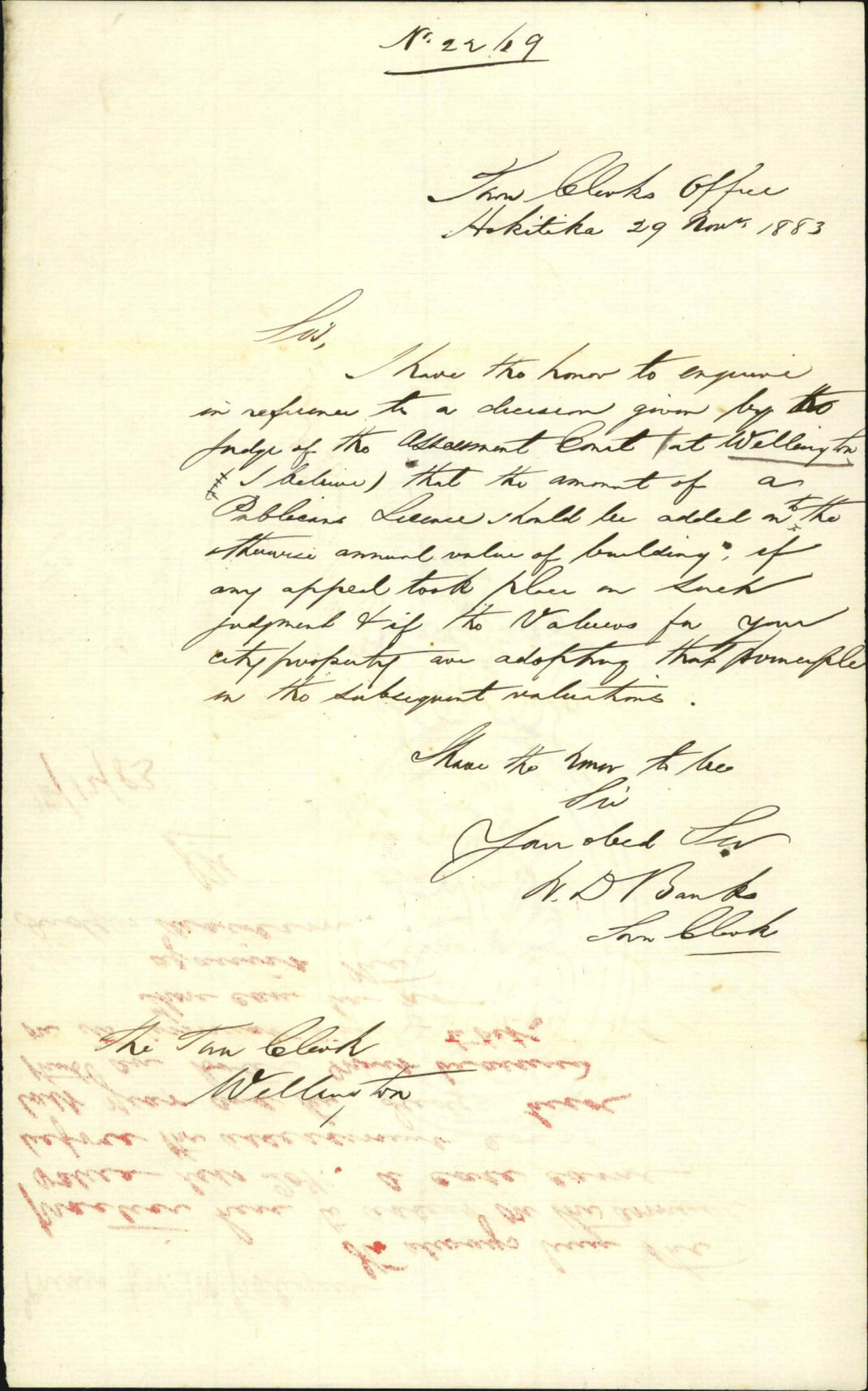Valuation of public house property - Town Clerk Hokitika