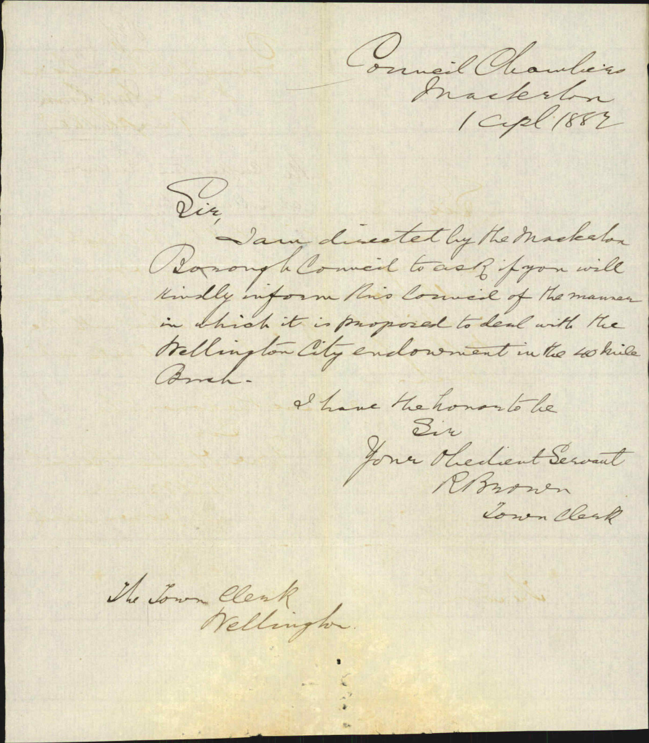 Confirmation endowment at Mangahou - Town Clerk Masterton