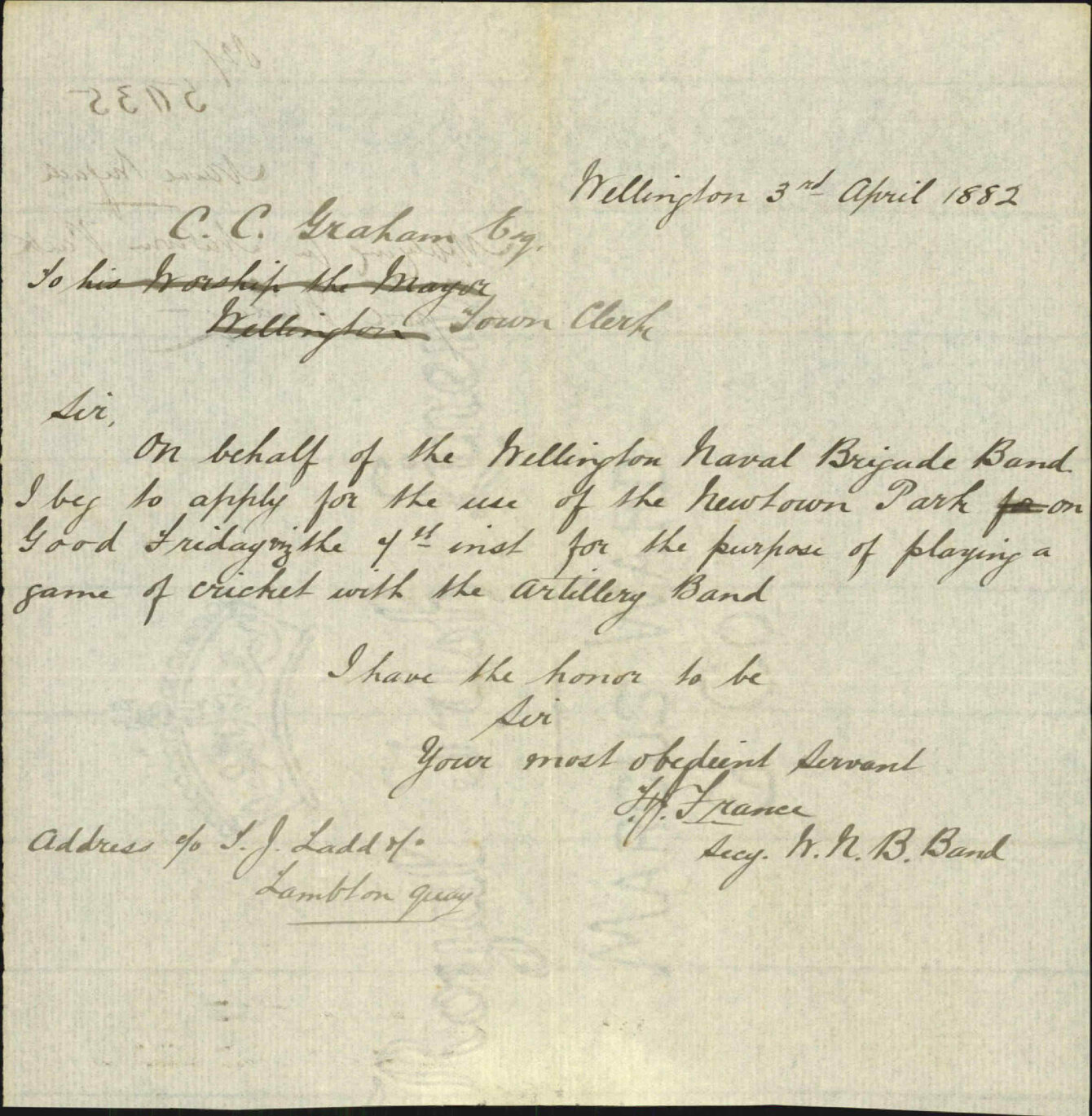 Use of Newtown Park on Good Friday - Naval Brigade