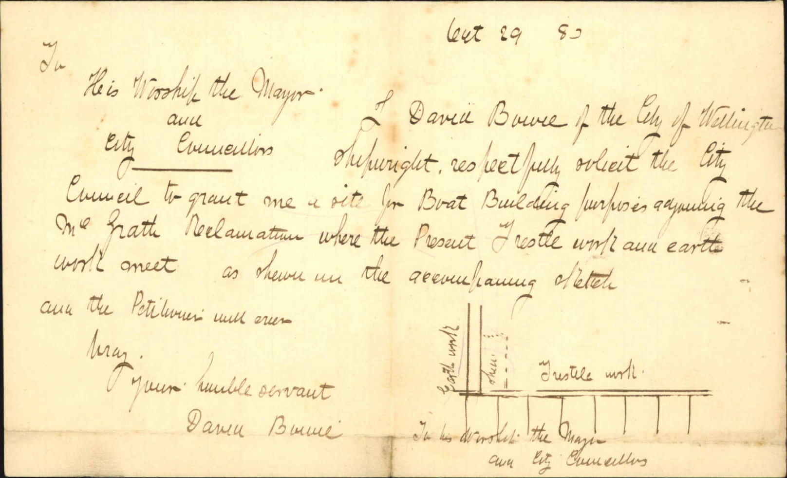 Application for site for shed for boat landing adjoining the Te Aro Reclamation - David Bourke