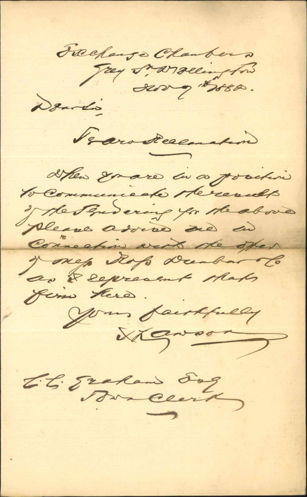 Asking as to particulars of the Te Aro Reclamation tender - J Lawson