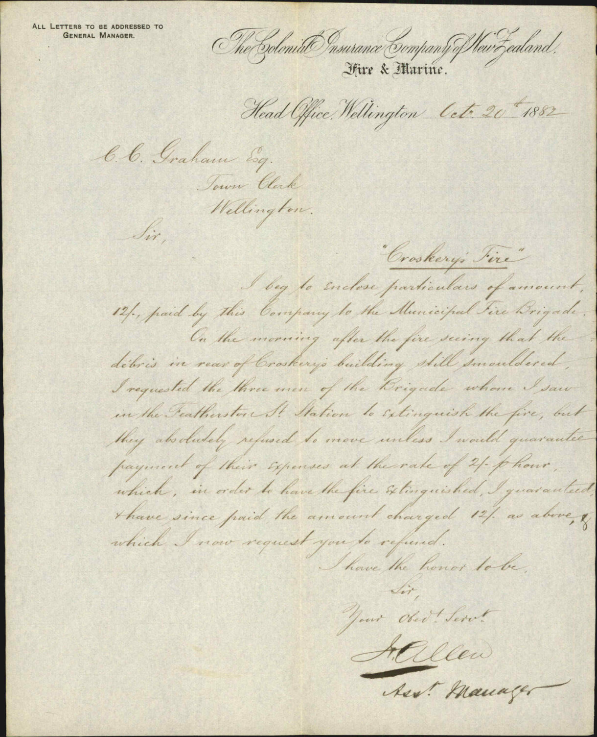 Complaint regarding fire brigade - Colonial Insurance Company