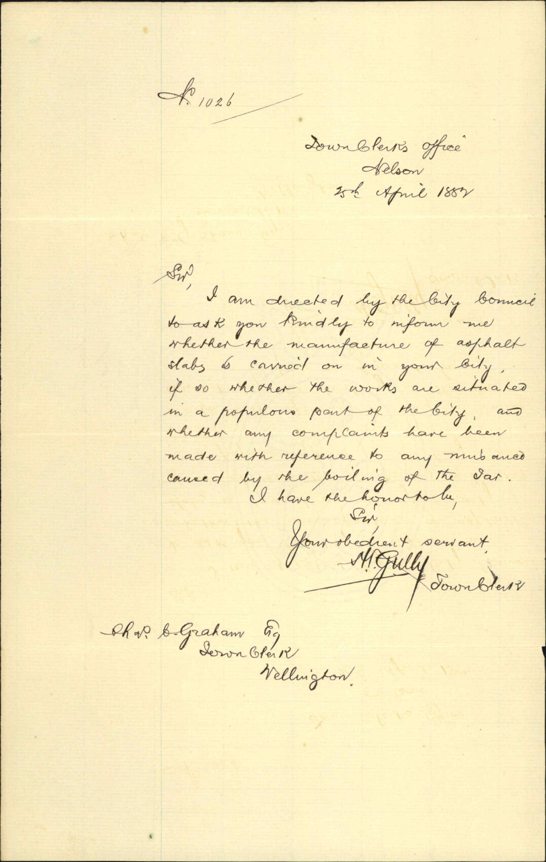 Asking for information regarding asphalting - Town Clerk Nelson