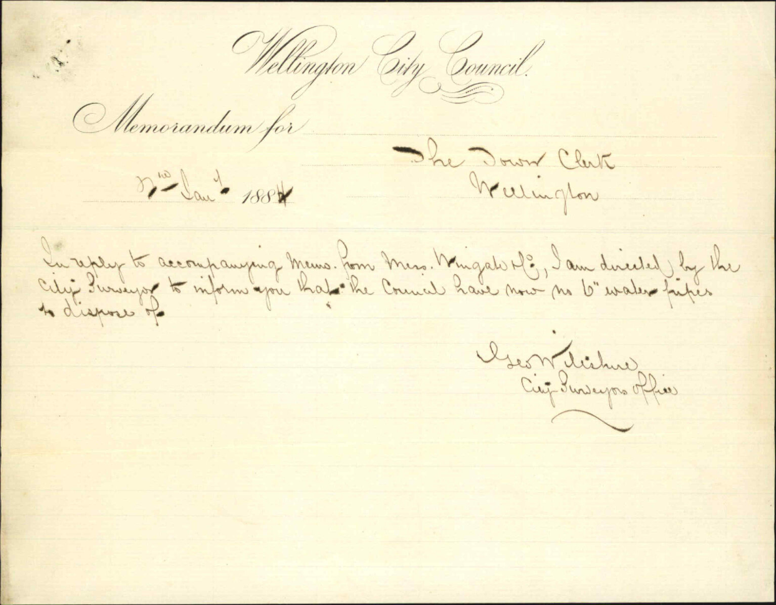 Asking for 6" water pipes - Wingate, Burns &amp; Co