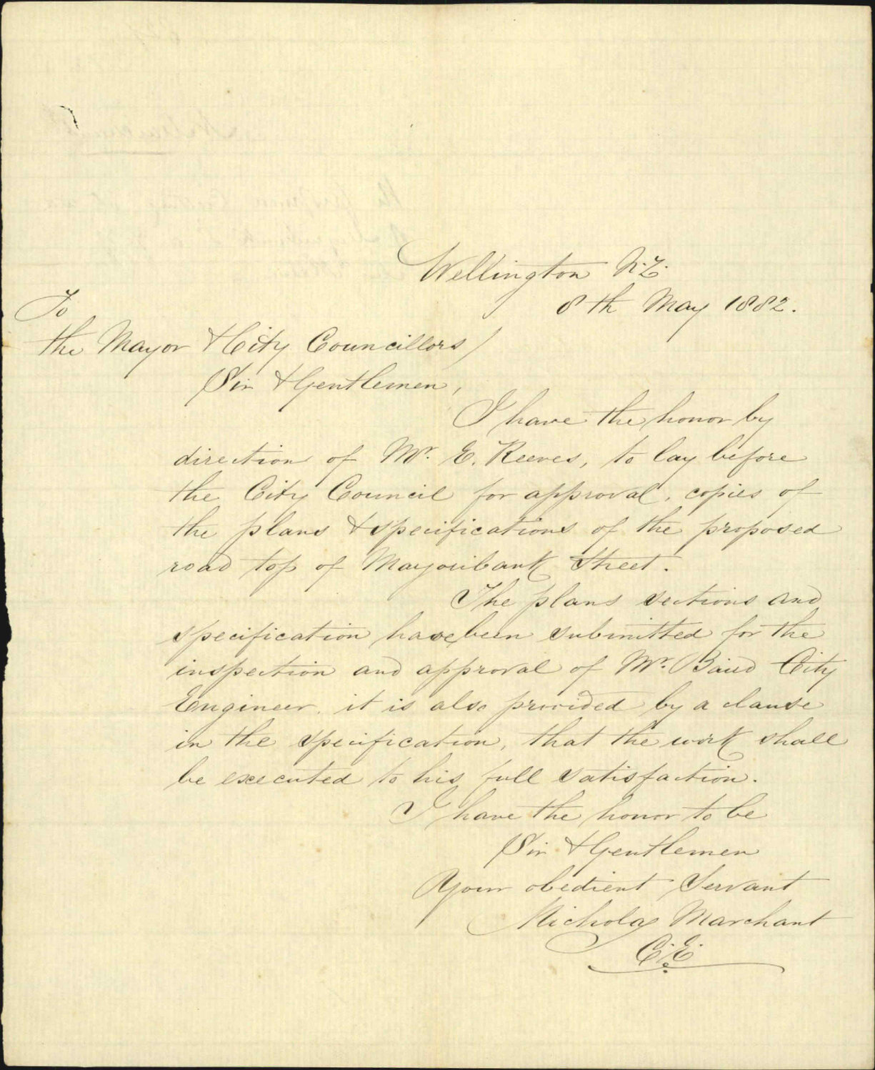 Proposed cutting at end of Marjoribanks Street in account of Mr E Reeves - Nicholas Marchant