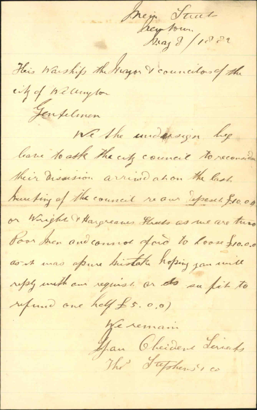 Further regarding [refund of] Deposit &pound;10 - Thomas Stephens &amp; Co