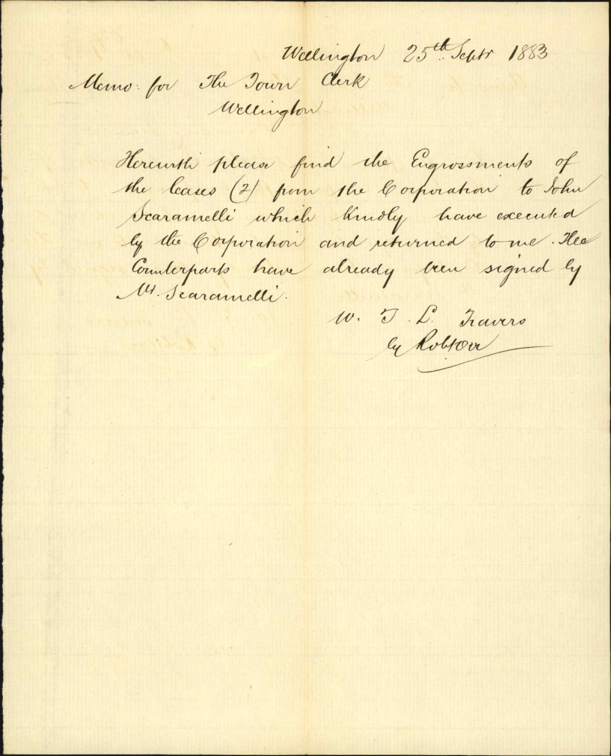 Forwarding leases to Scaramelli for seal of the Corporation - City Solicitor