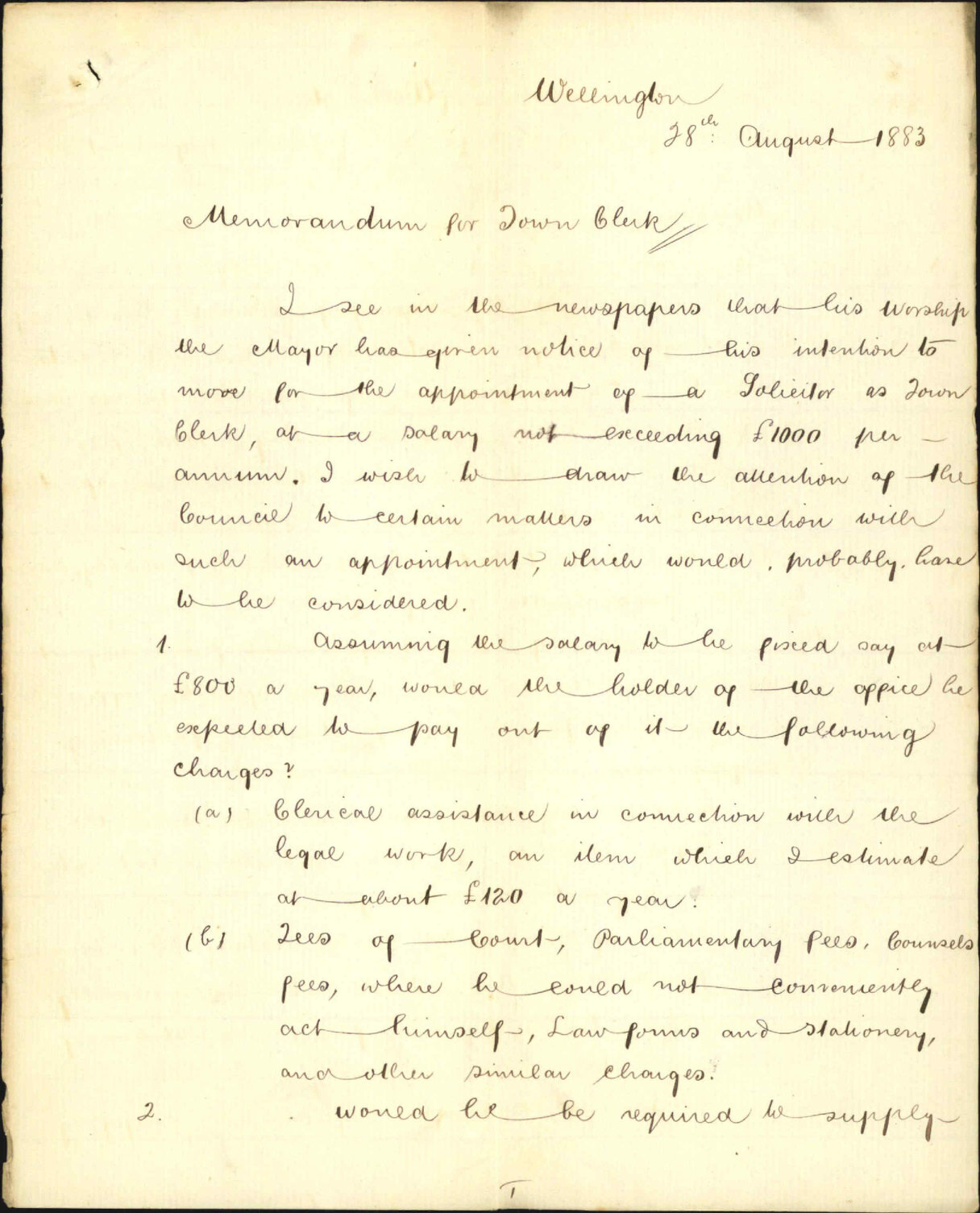 In reference to the proposal the Town Clerk should be a Solicitor - City Solicitor