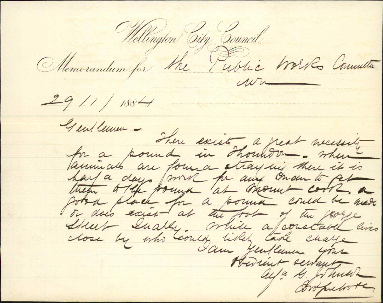 Pound for Thorndon - Inspector of Nuisances
