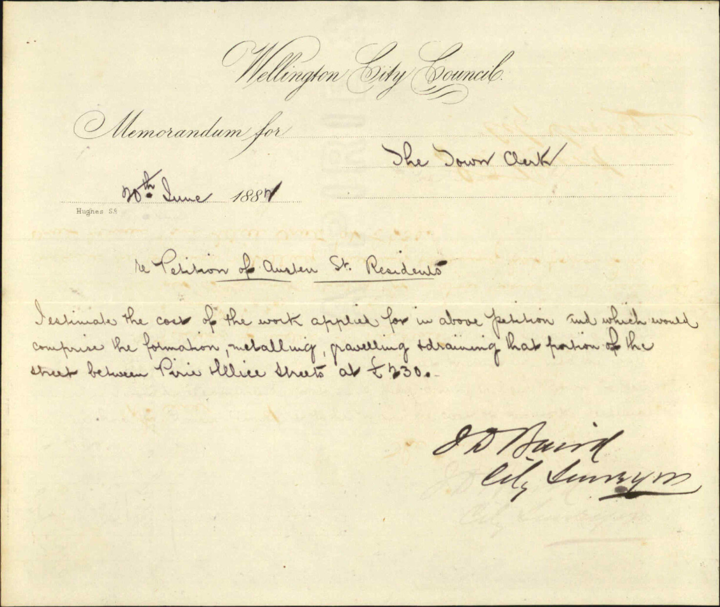 Re Austin Street petition - City Surveyor