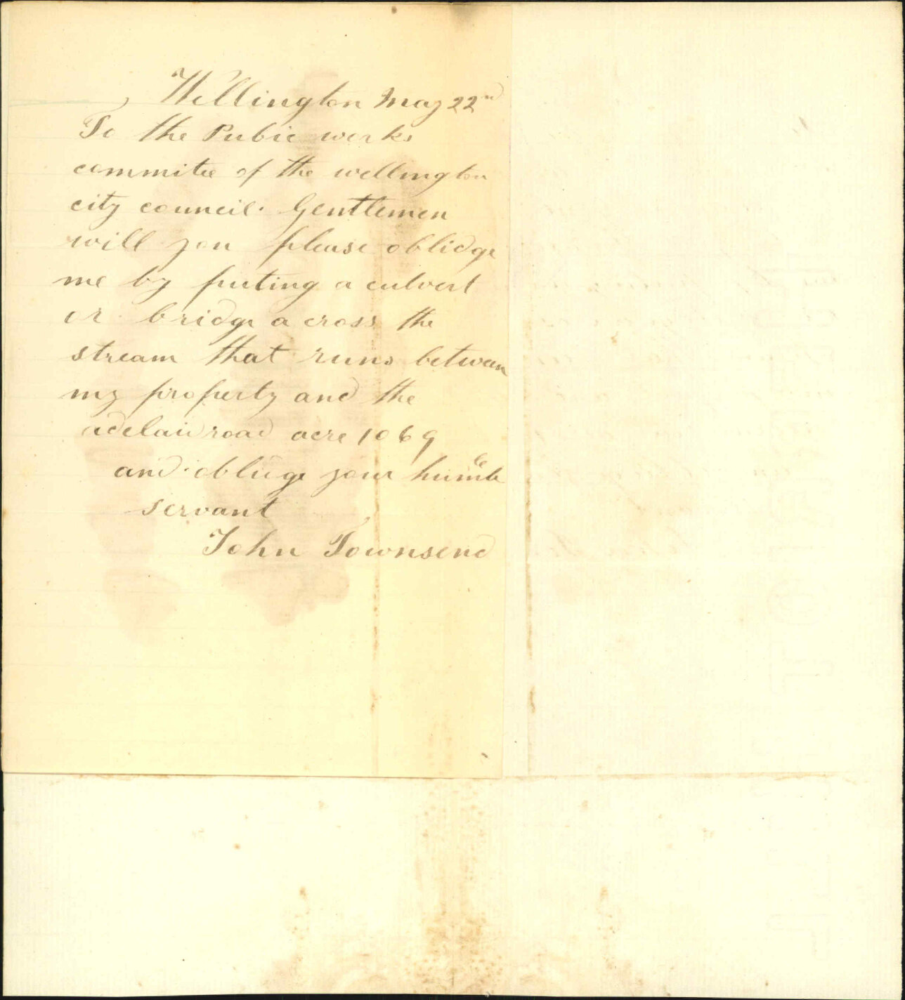 Application for culvert in Adelaide Road - John Townsend
