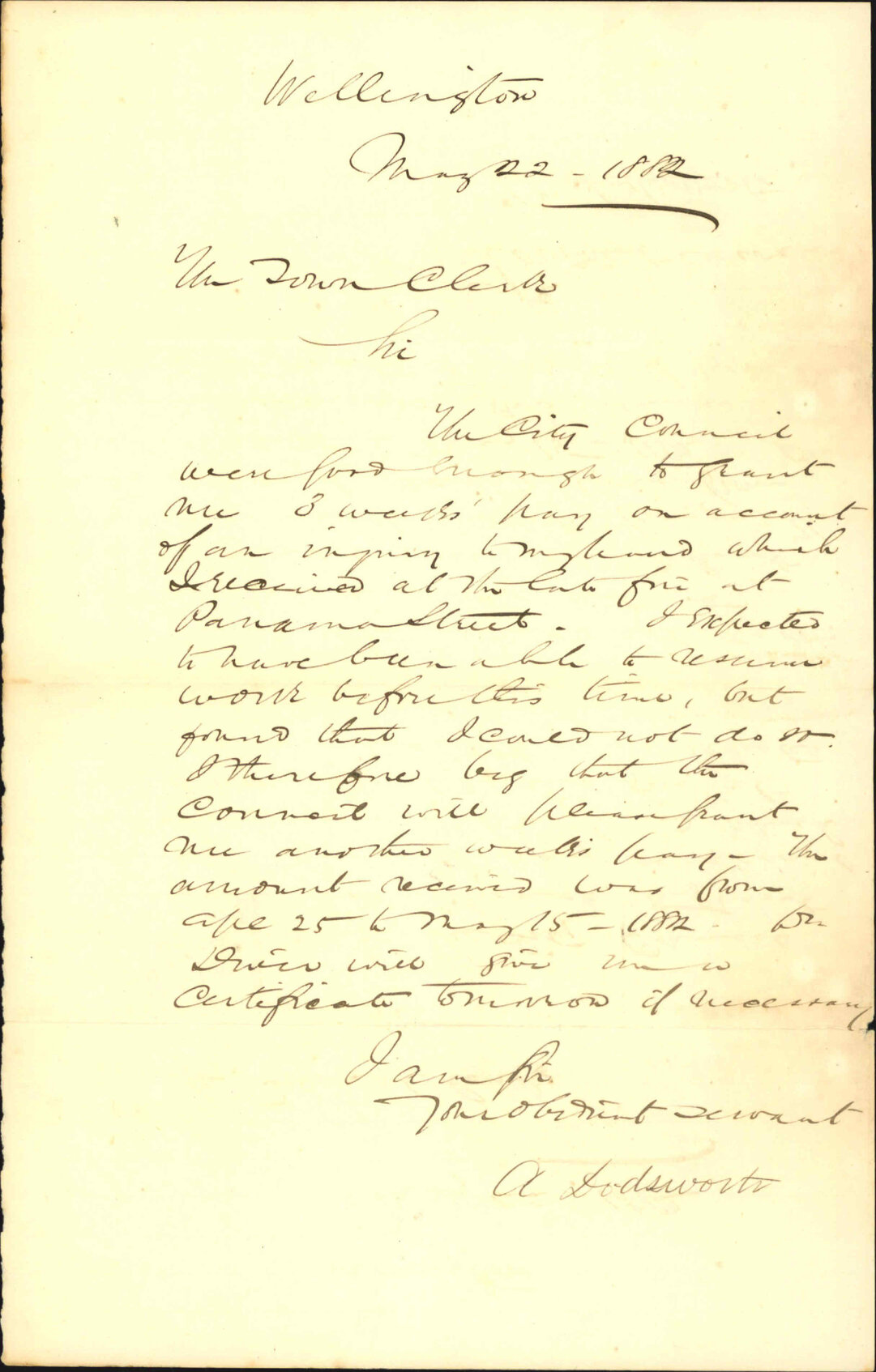 Application for further assistance - A Dodsworth