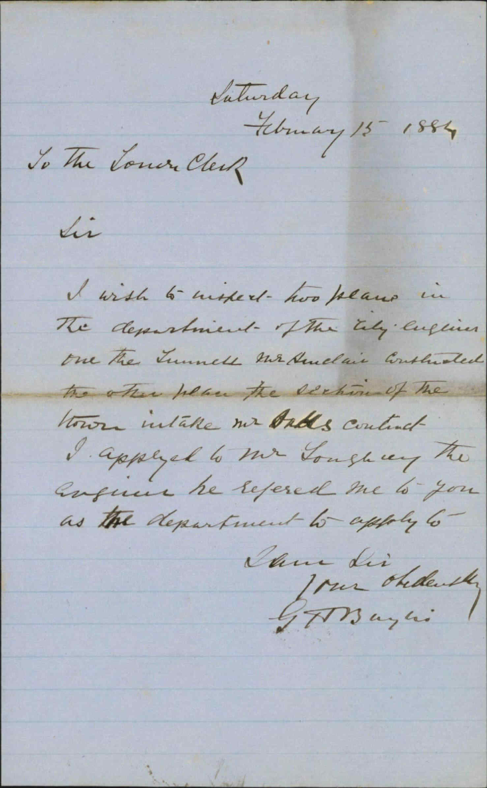 Asking leave to inspect certain places - G T Baylis