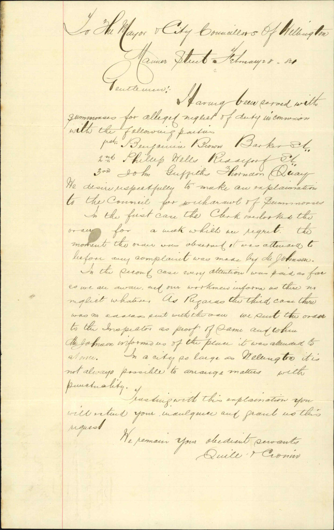 As to summons for neglect under night soil contract - Quill and Cronin