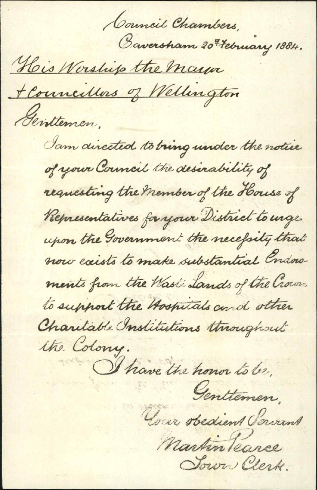 Endowments for hospitals etc - Town Clerk Caversham