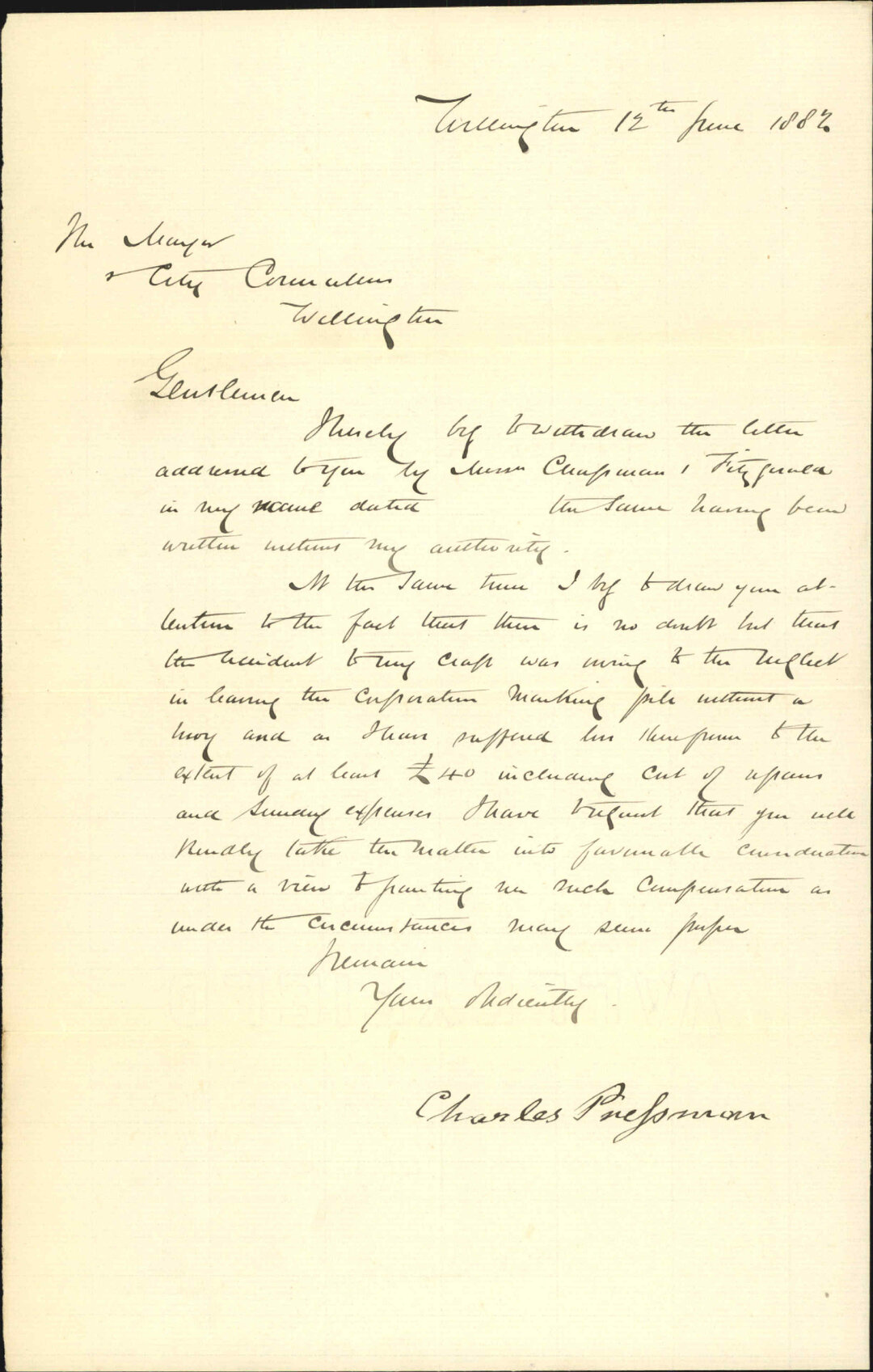 Claim in account of lost of Cutter 'Hope' - C Pressman