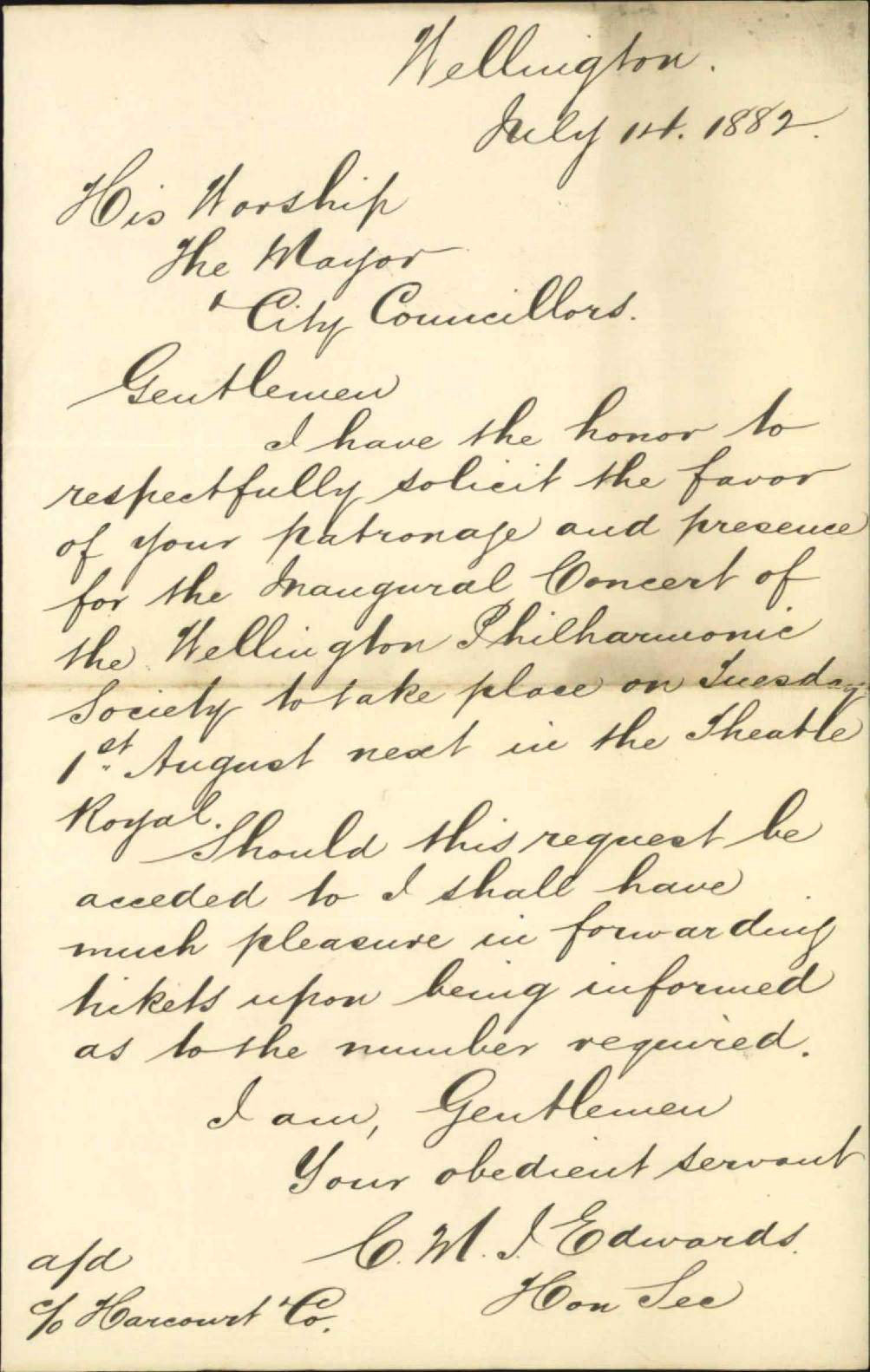 Asking patronage of Council - Philharmonic Society