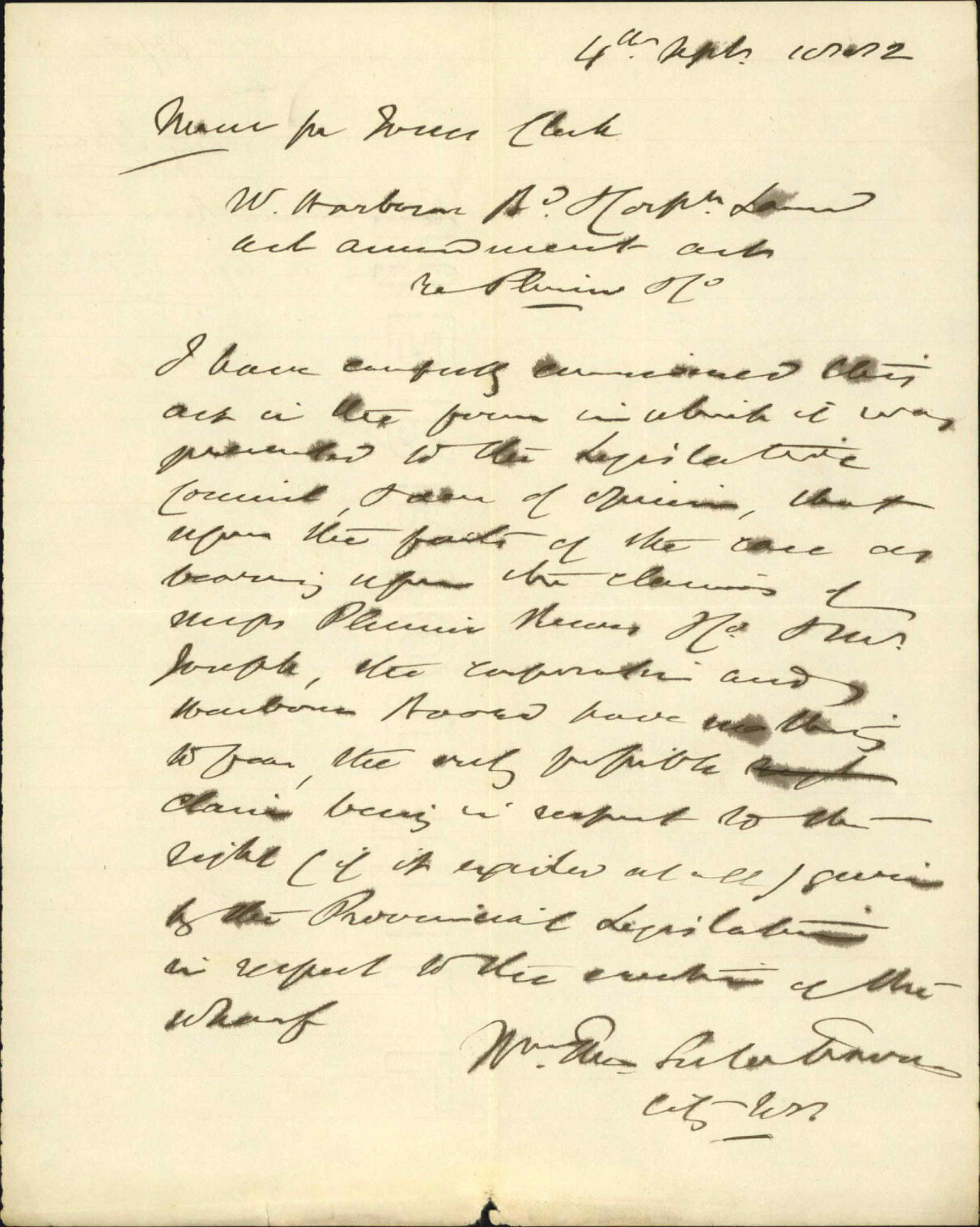 Plimmer Reeves bill as before the Legislative Council - City Solicitor