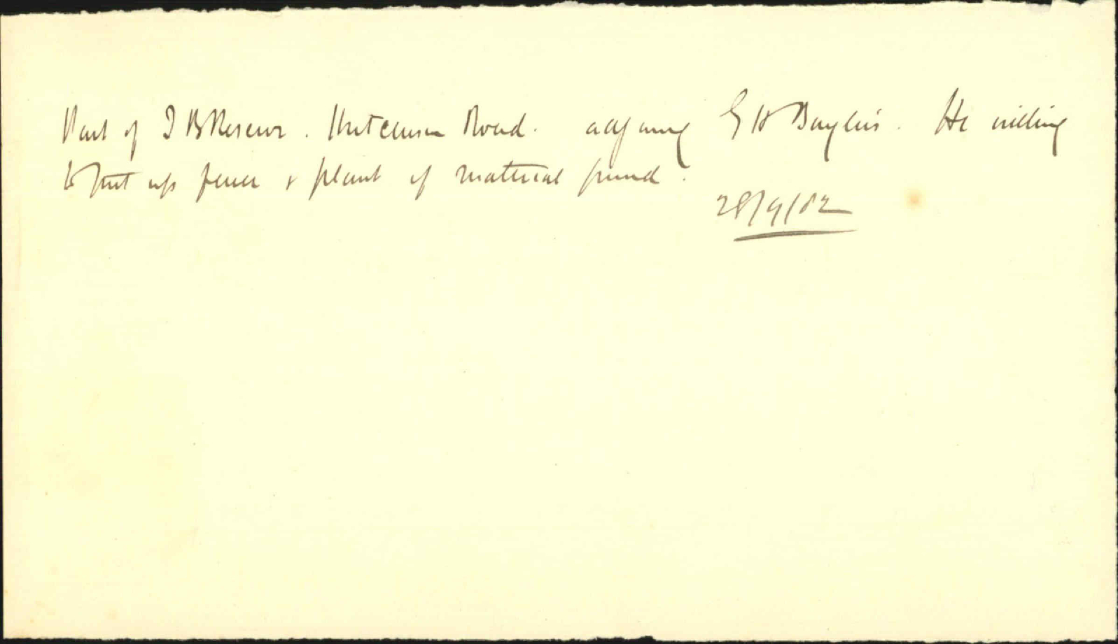 Furze nuisance in Town Belt adjoining his premises - G H Baylis