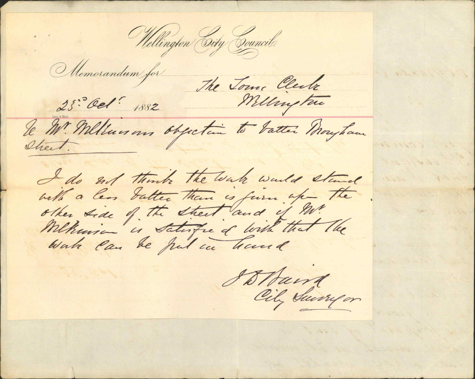 Objecting to the City Surveyor better of Brougham Street frontage - J Wilkinson