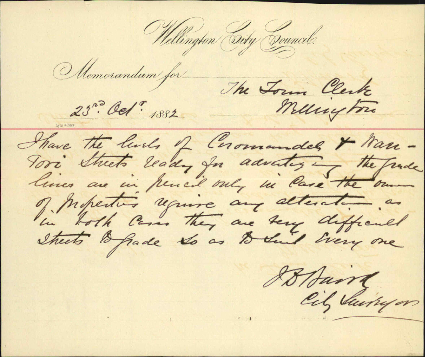 Levels of Coromandel Street and Waripori Street [Te Wharepōuri Street], ready to be advertised - City Surveyor