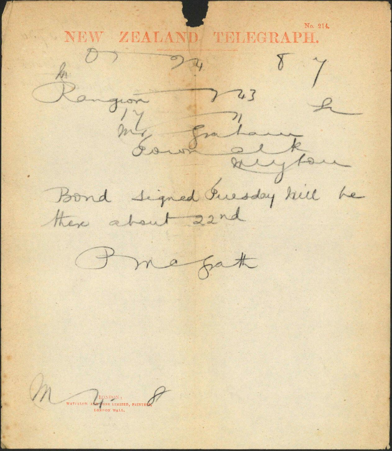 Contract signed by both societies - P McGrath