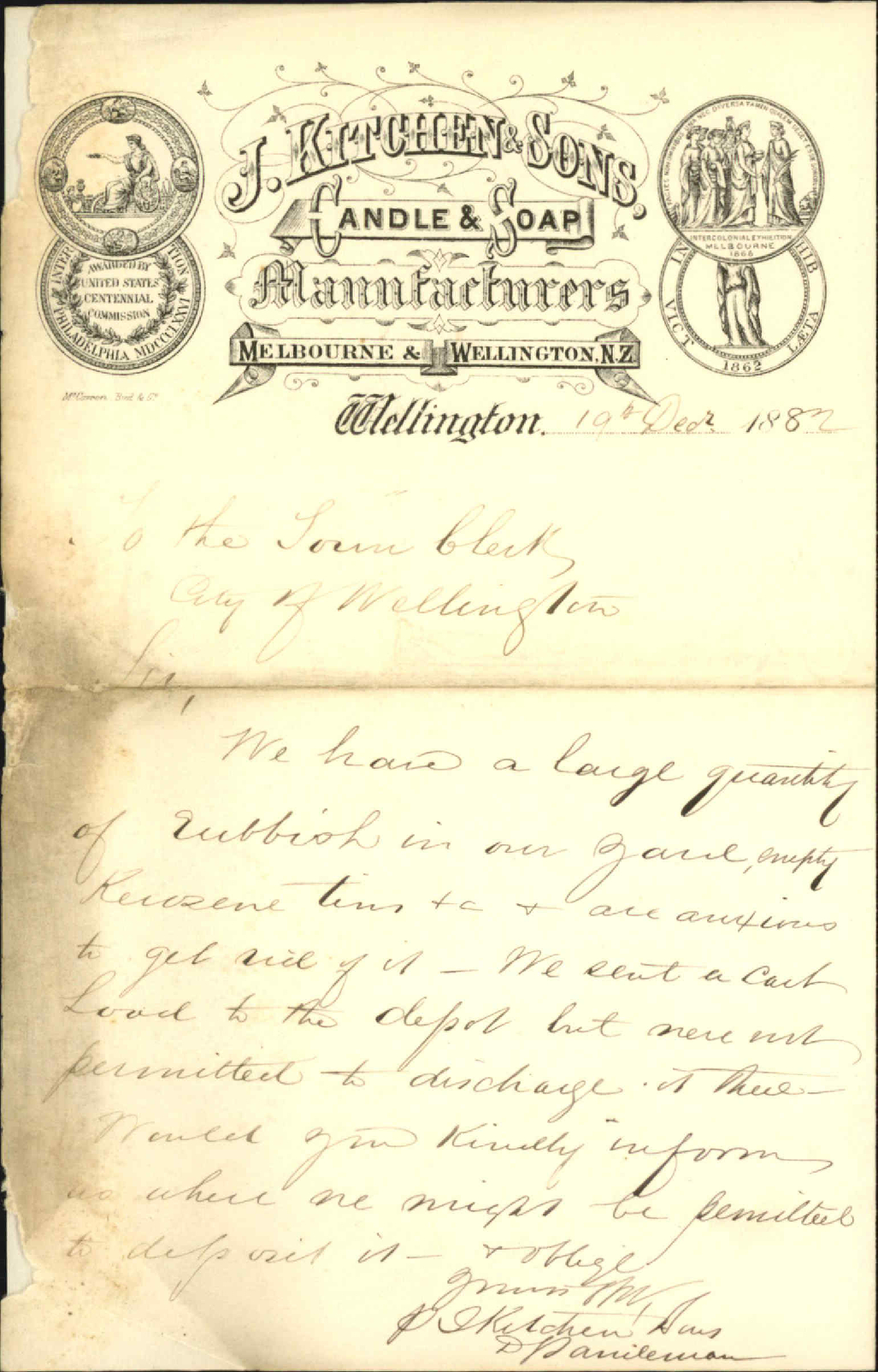 Application regarding removal of rubbish - J Kitchen &amp; Sons