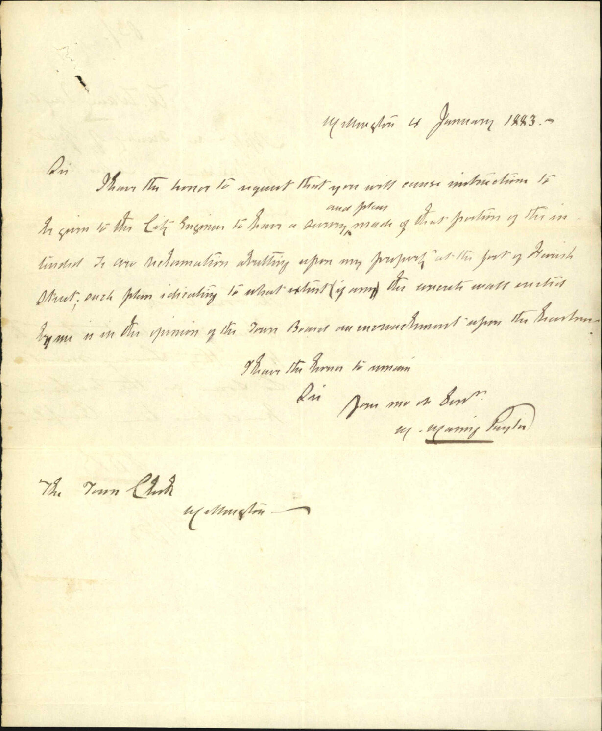 Application regarding survey of part of property in Te Aro Reclamation - W Waring Taylor