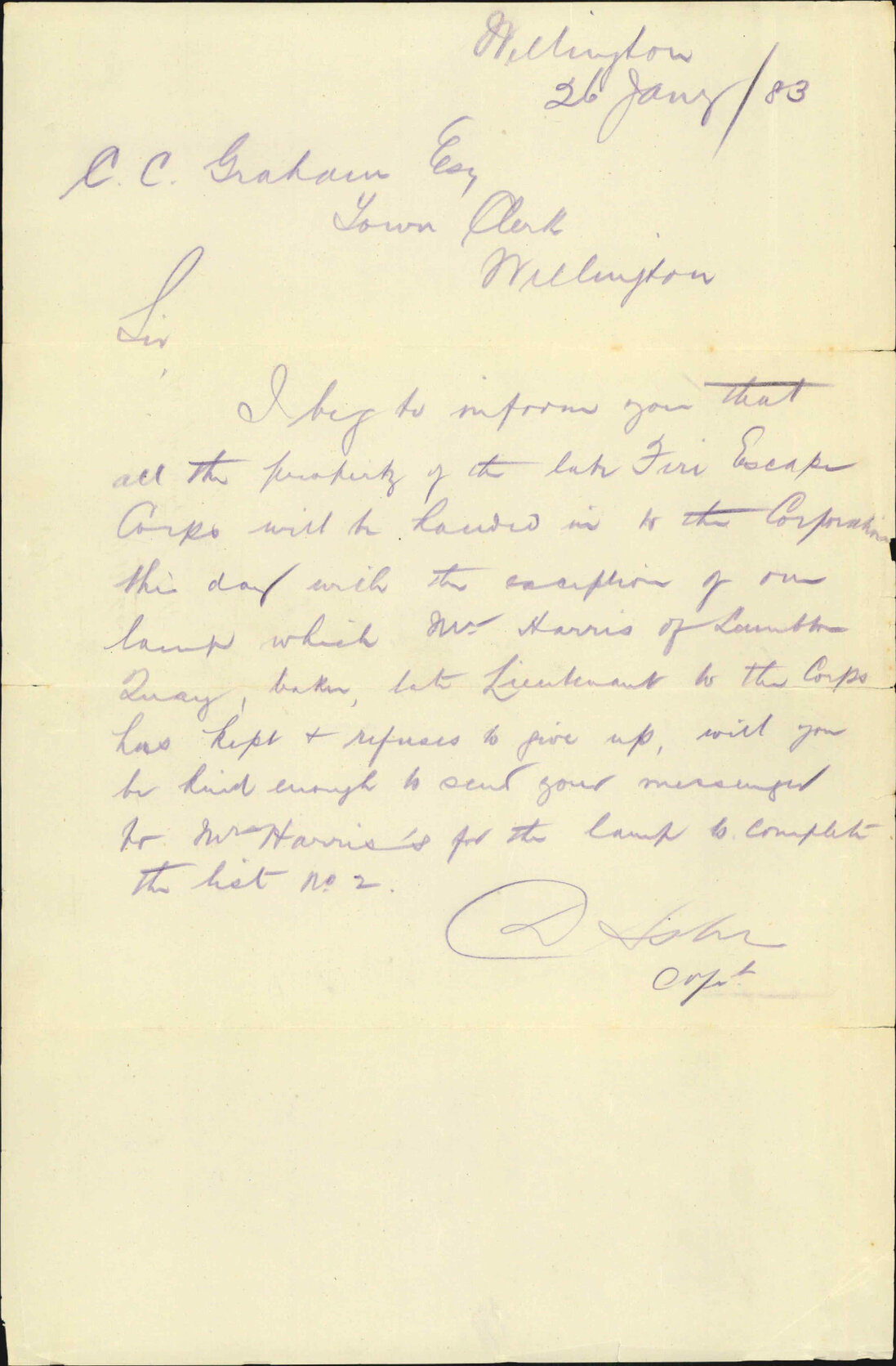 Property of late Fire Escape Corps - D Asher