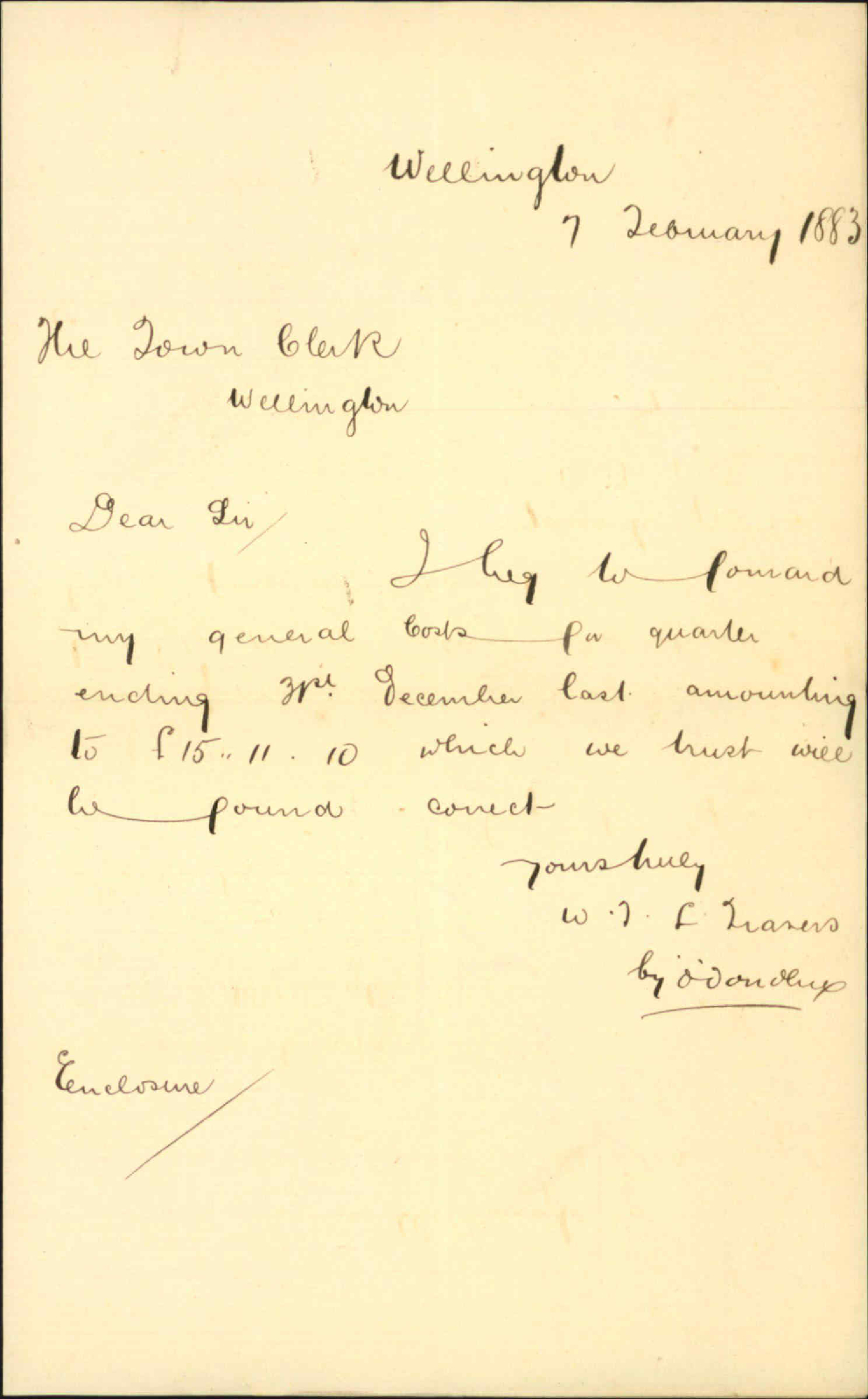 Forwarding bills of costs to 31/12/82 - City Solicitor