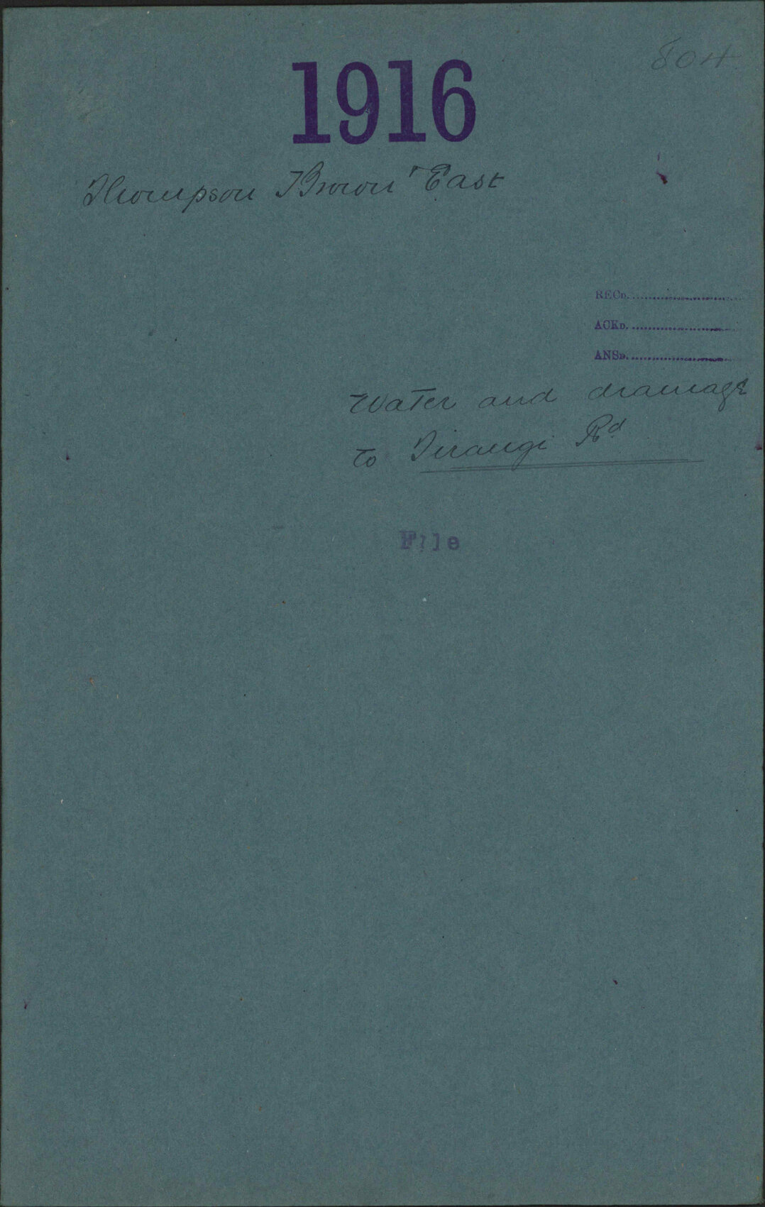 Water and drainage to Tirangi Road - Thompson, Brown &amp; East