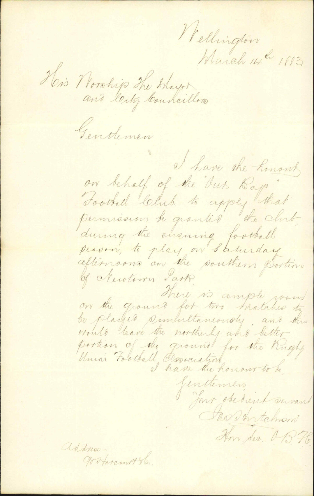 Application for leave to use the Newtown Park - Football Club, Old Boys