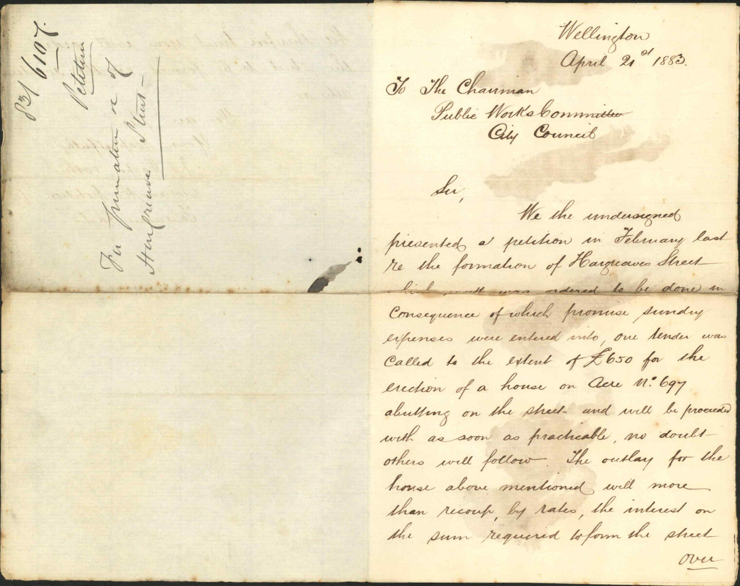 Petition regarding formation of Hargreaves Street