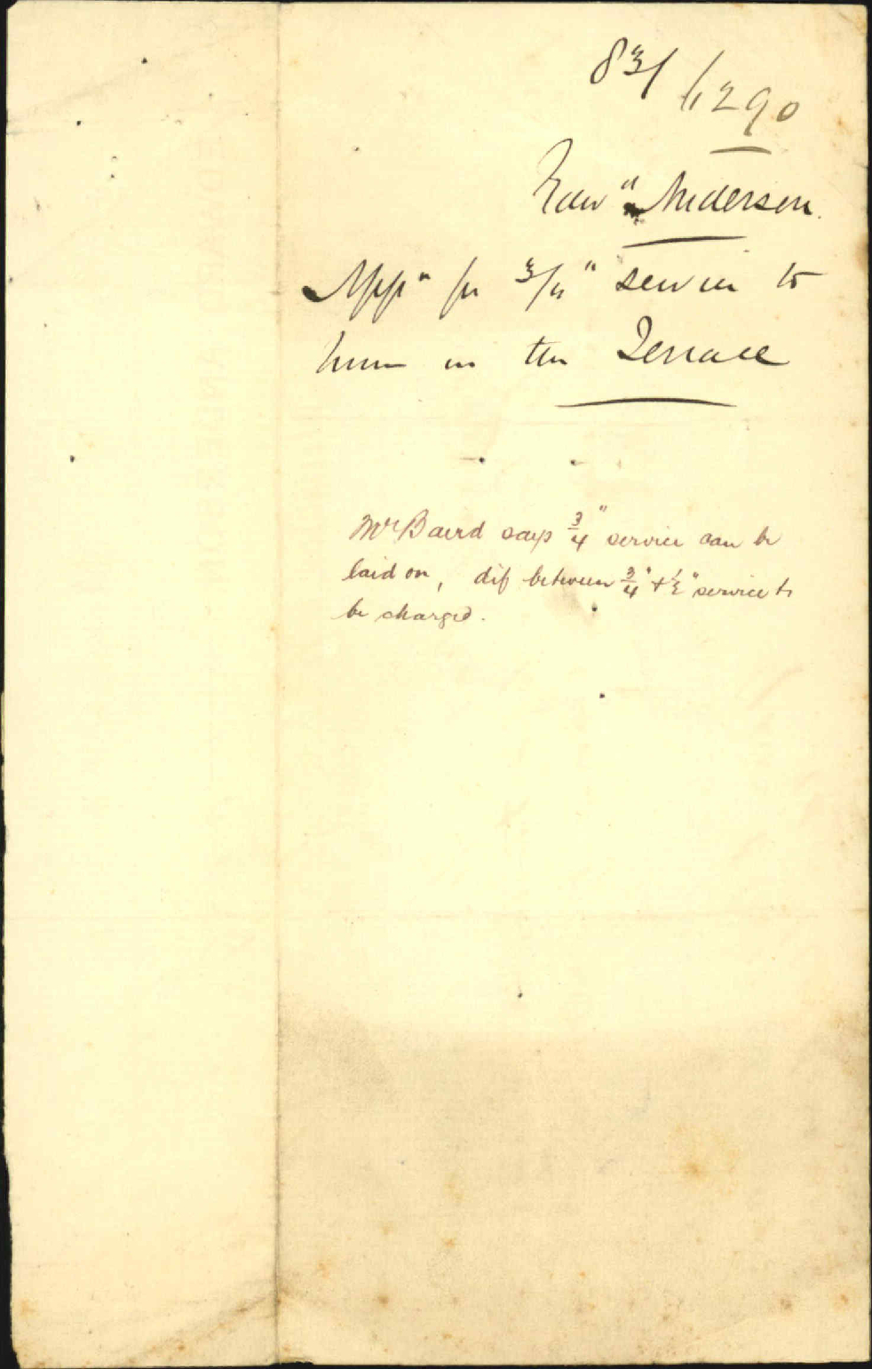 Application for 3/4" service to house on The Terrace - Edward Anderson