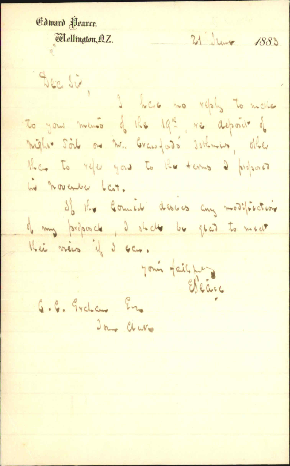 Night soil deposit in Mr Crawfords property, Evans Bay - Edward Pearce