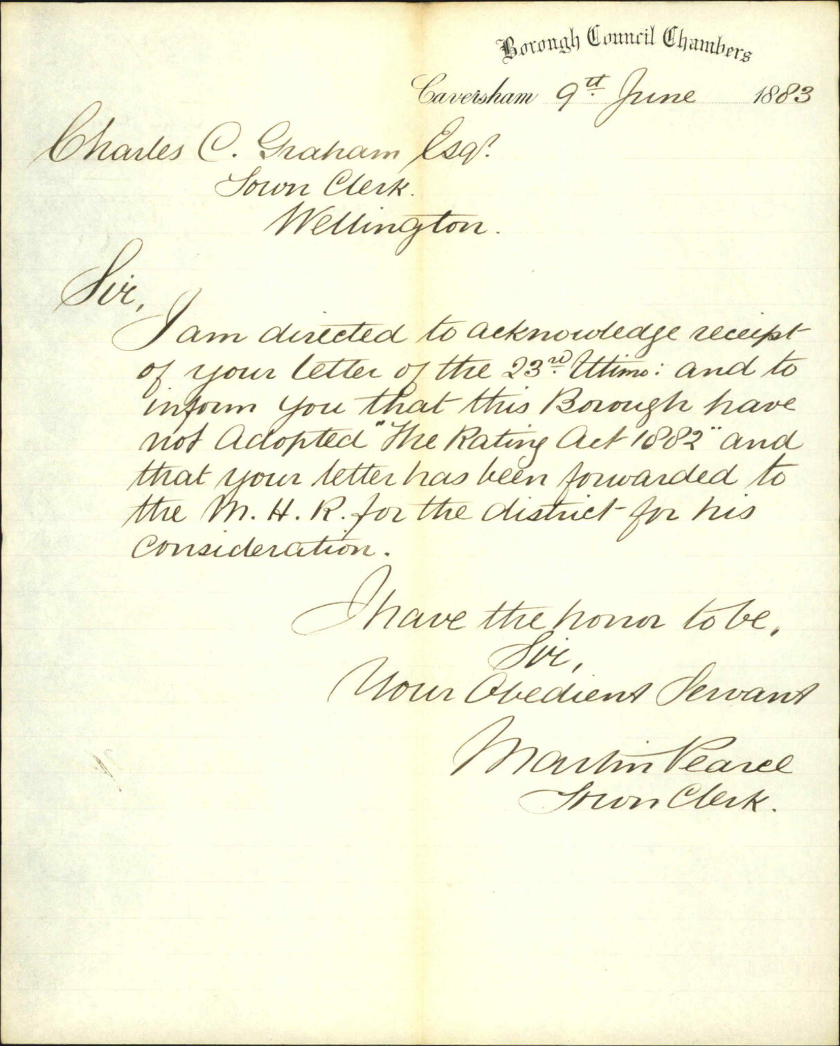 Crown Lands Rating Act 1882 - Town Clerk Caversham